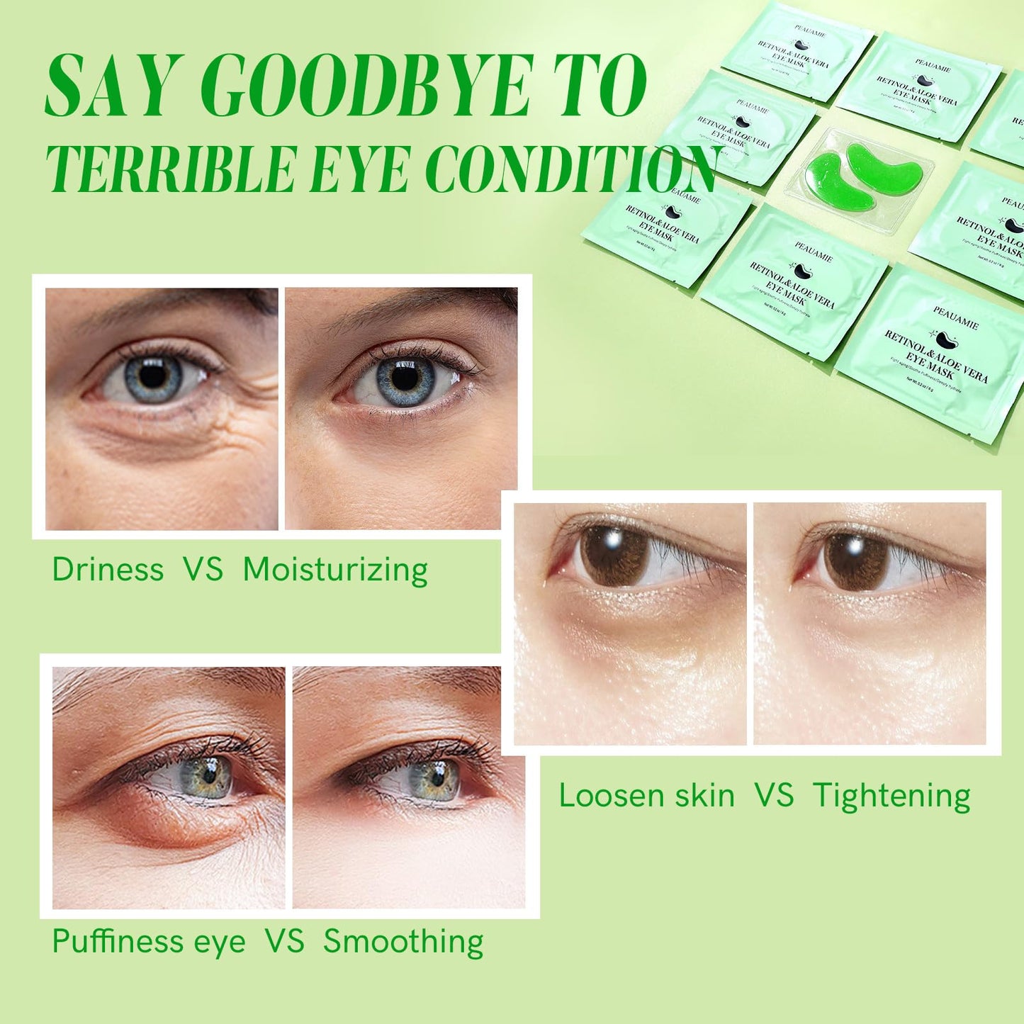 PEAUAMIE Under Eye Patches Gold and Hyaluronic Acid for puffy eyes