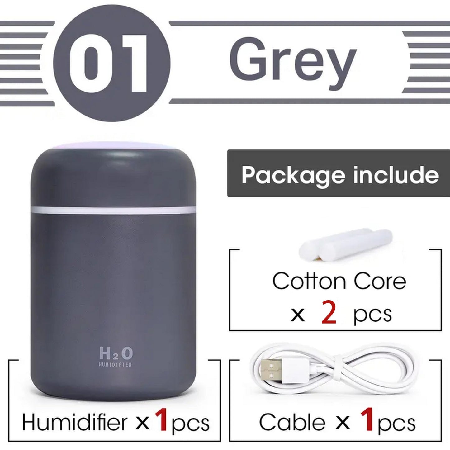 Portable Mini Humidifier, Colorful, Cool Mist, USB Powered.