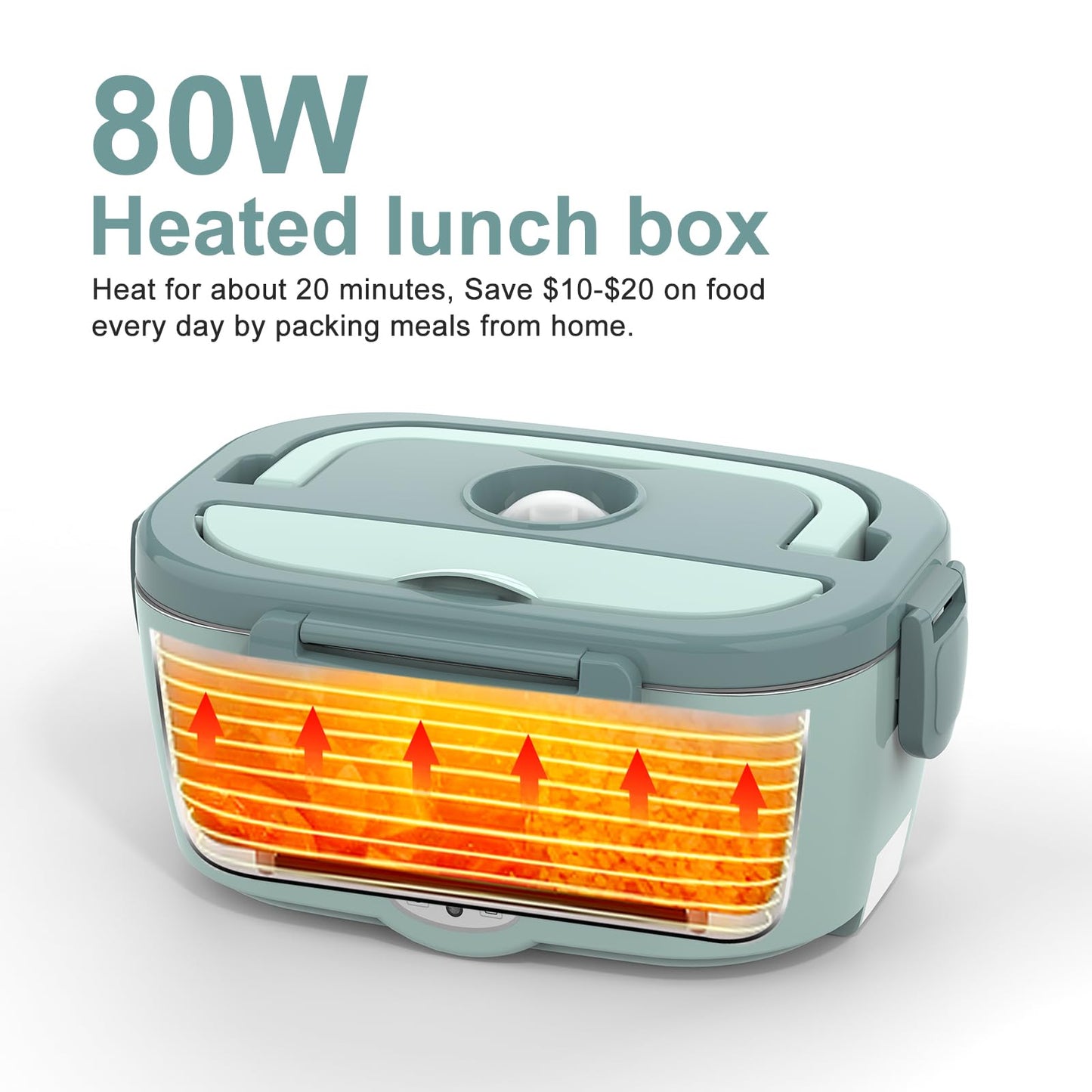 WisaKey Green Electric Lunch Box Food Heater