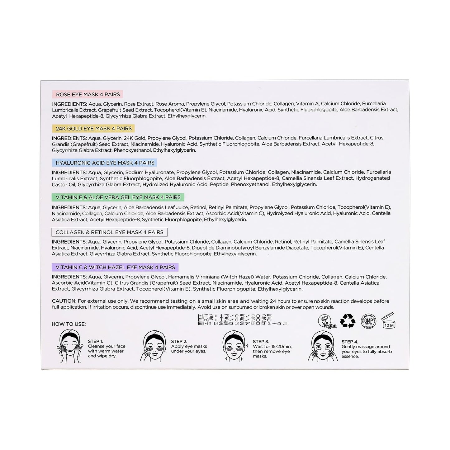 PEAUAMIE Under Eye Patches Gold and Hyaluronic Acid for puffy eyes