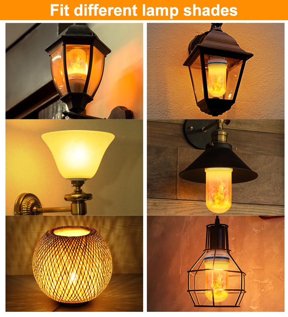 LED Flame Light Bulbs β 2 Pack, 4 Modes, E26 Base