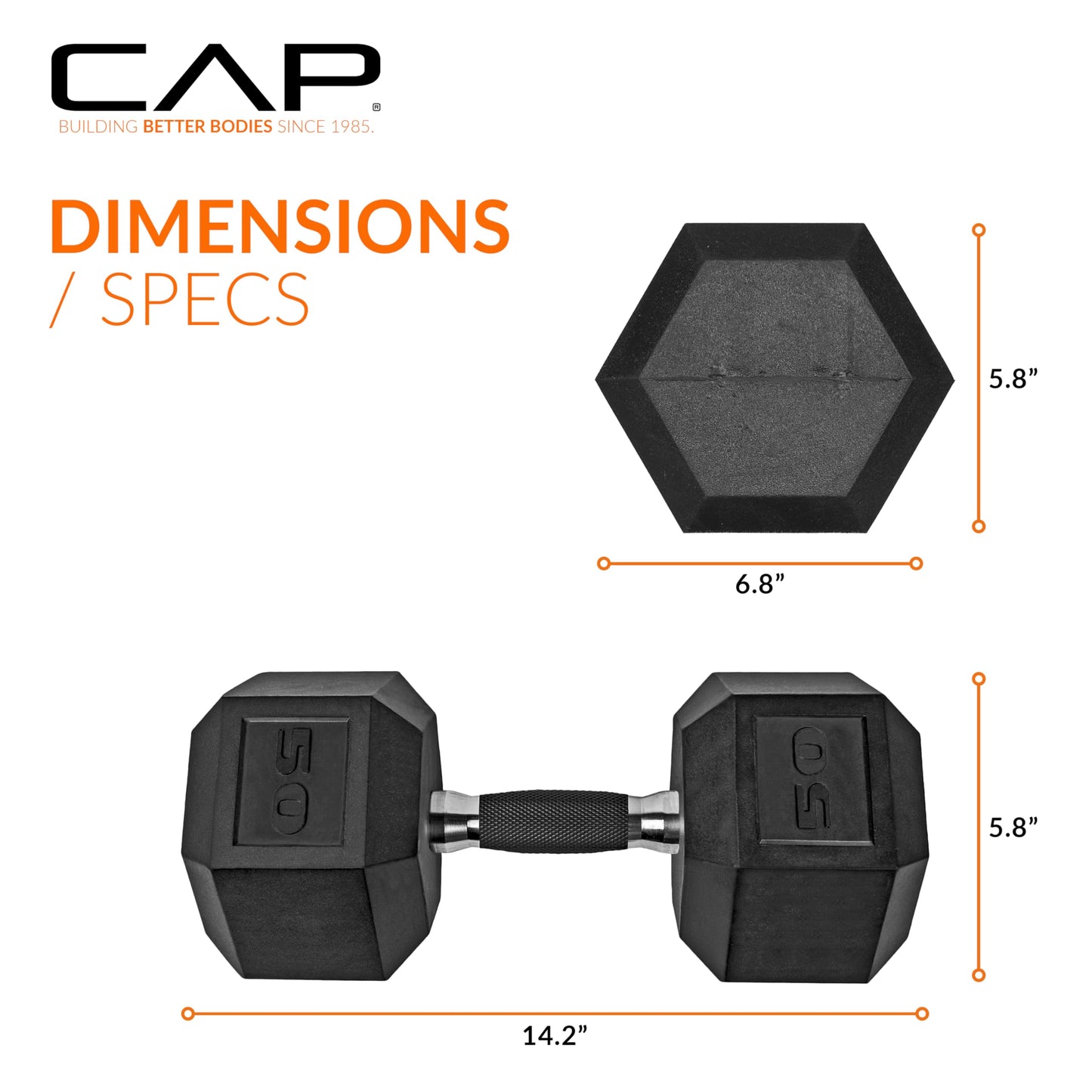 CAP Barbell 10 LB Coated Hex Dumbbell Weight Pair with Black Handle