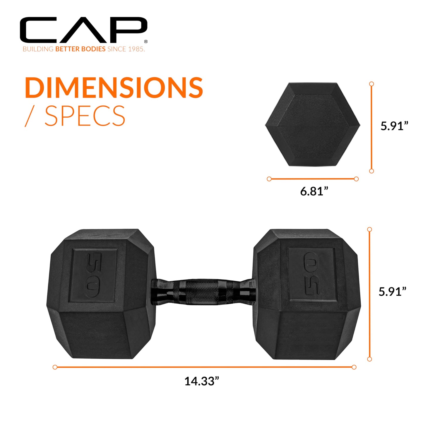 CAP Barbell 10 LB Coated Hex Dumbbell Weight Pair with Black Handle