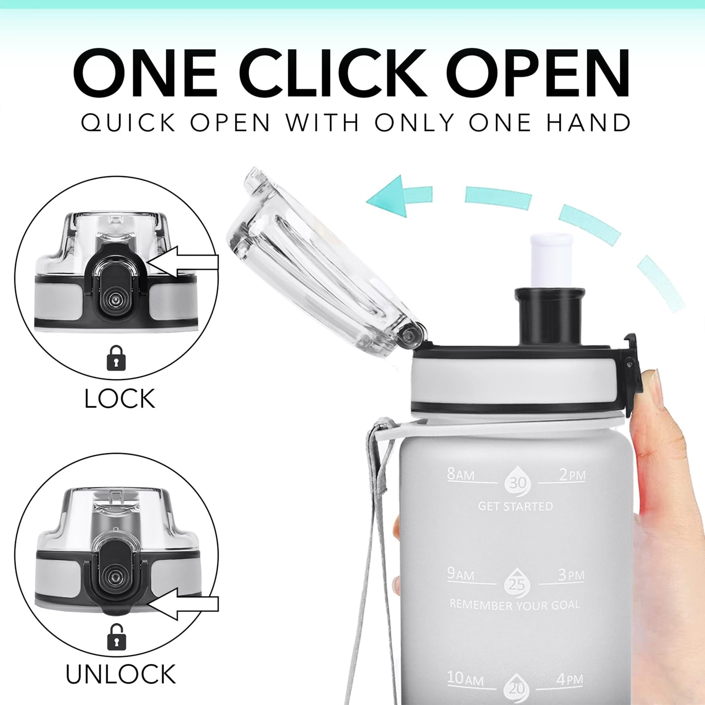 Alwager 32oz Motivational Water Bottles with Time Marker & Fruit Strainer