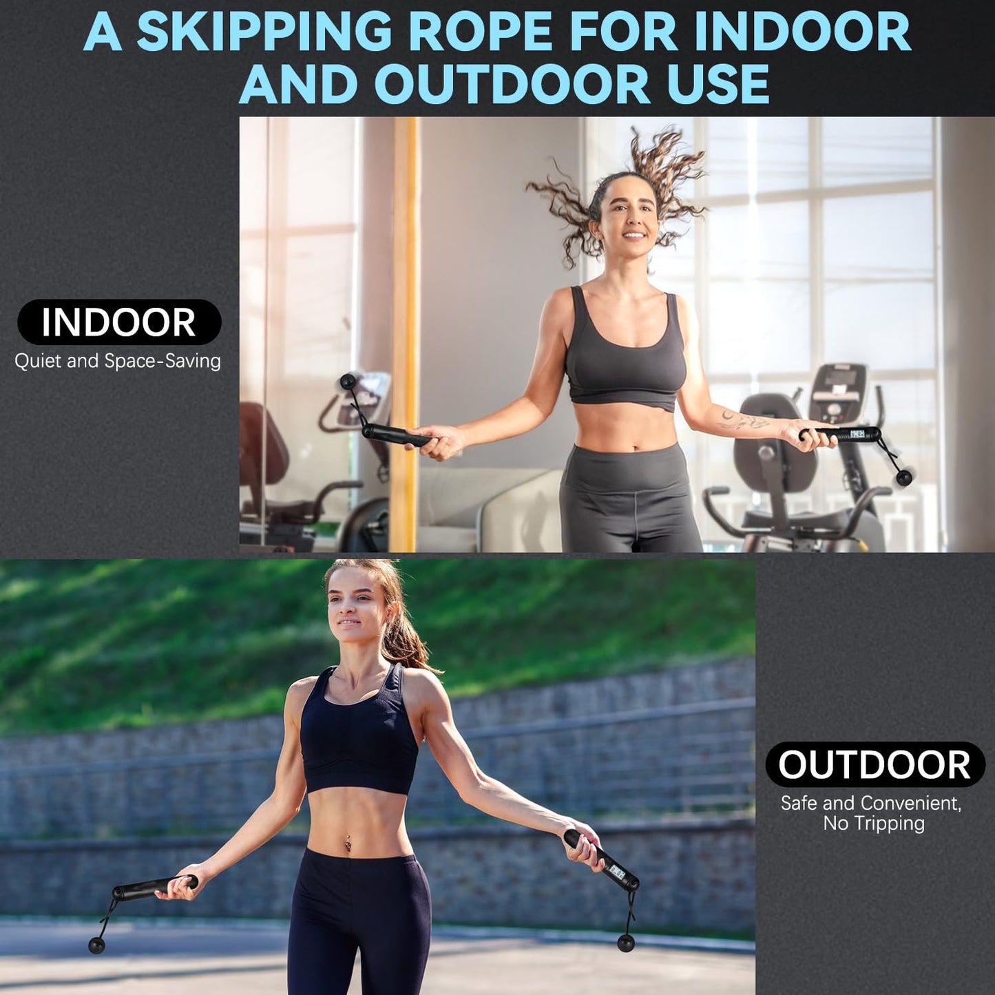 Skipping Rope with Counter, Cordless Jump Rope.