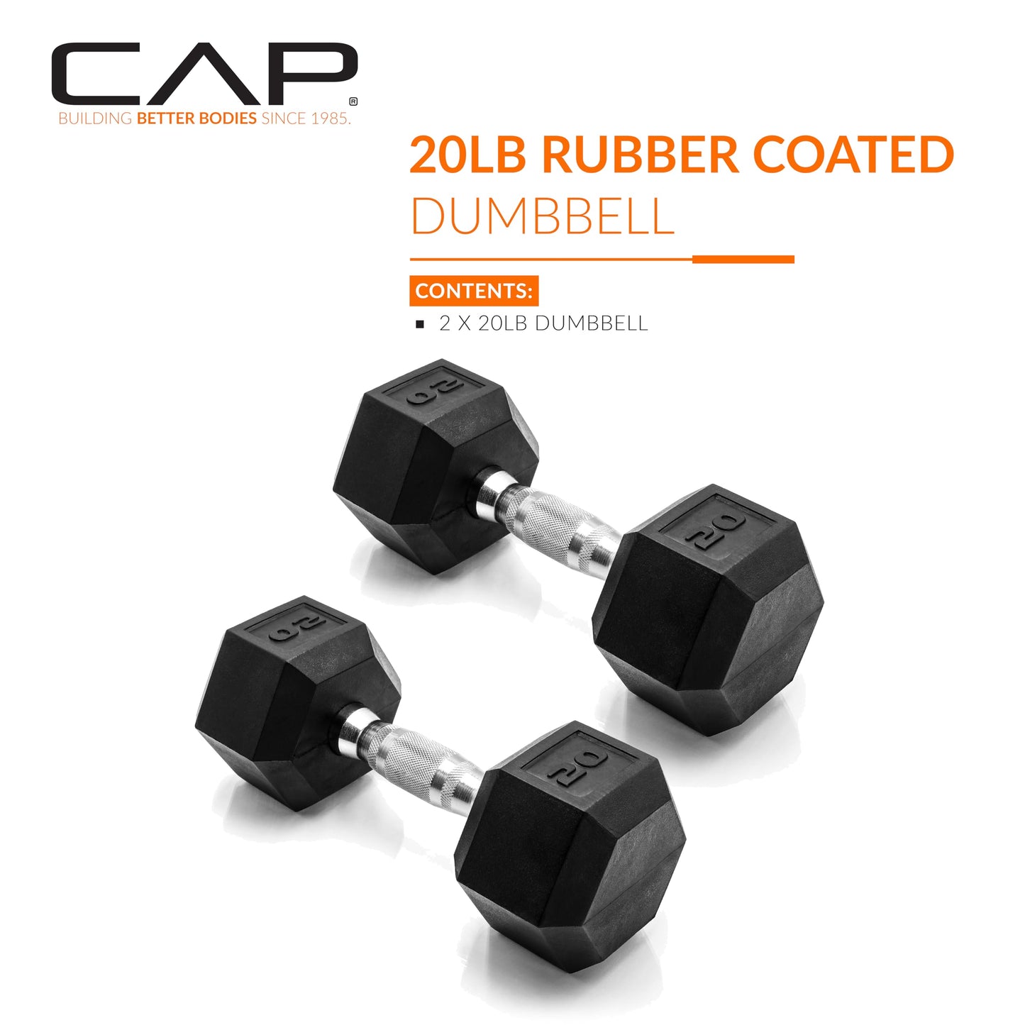 CAP Barbell 10 LB Coated Hex Dumbbell Weight Pair with Black Handle