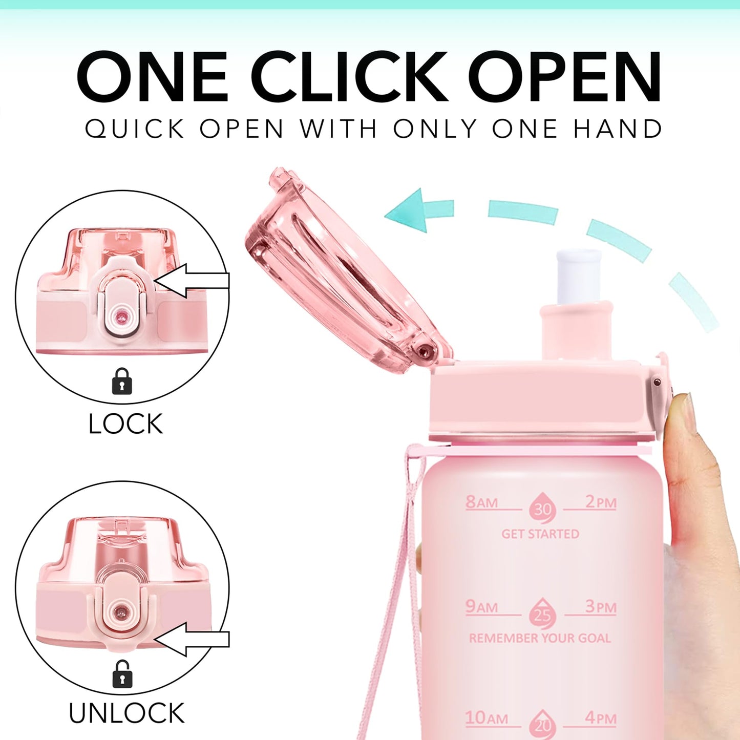 Alwager 32oz Motivational Water Bottles with Time Marker & Fruit Strainer