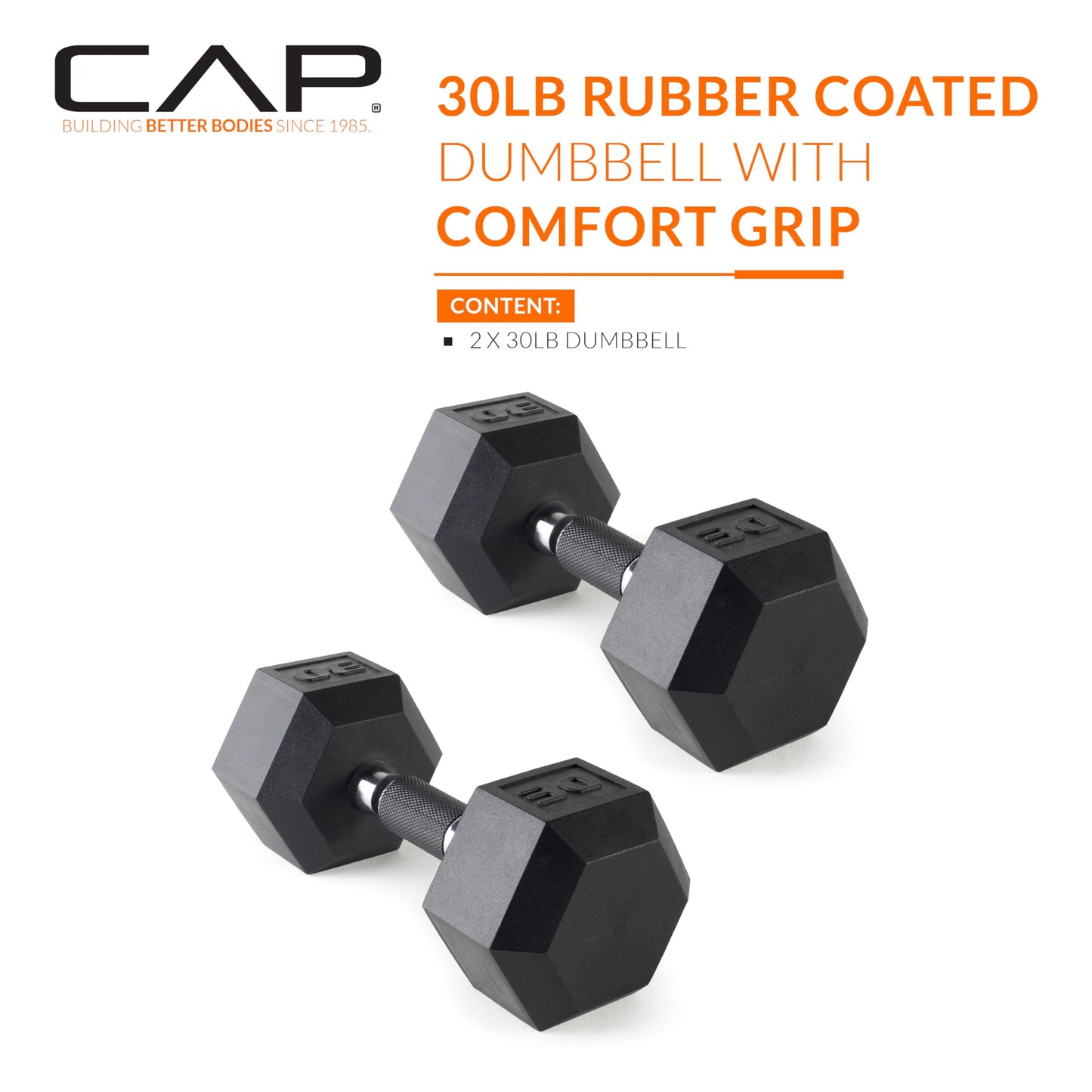 CAP Barbell 10 LB Coated Hex Dumbbell Weight Pair with Black Handle