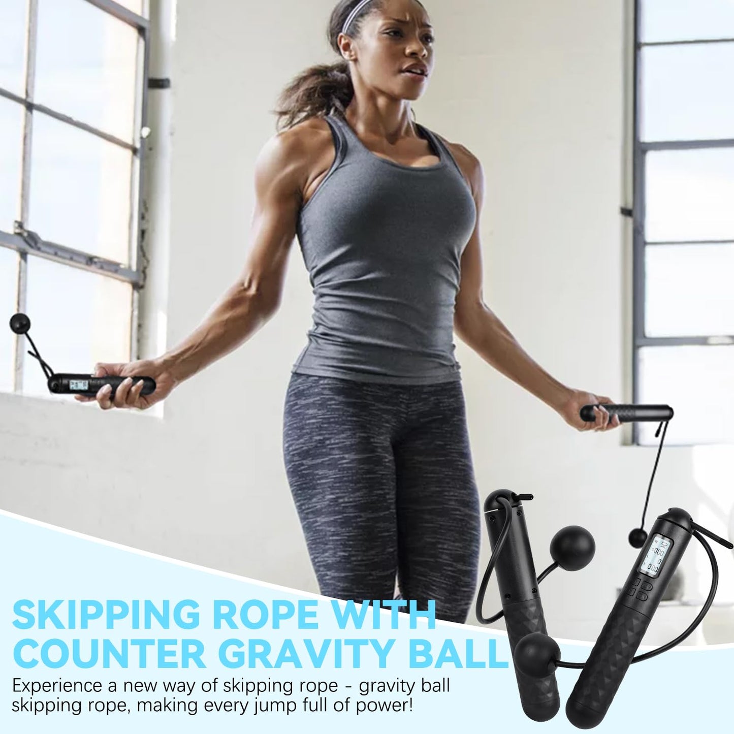 Skipping Rope with Counter, Cordless Jump Rope.
