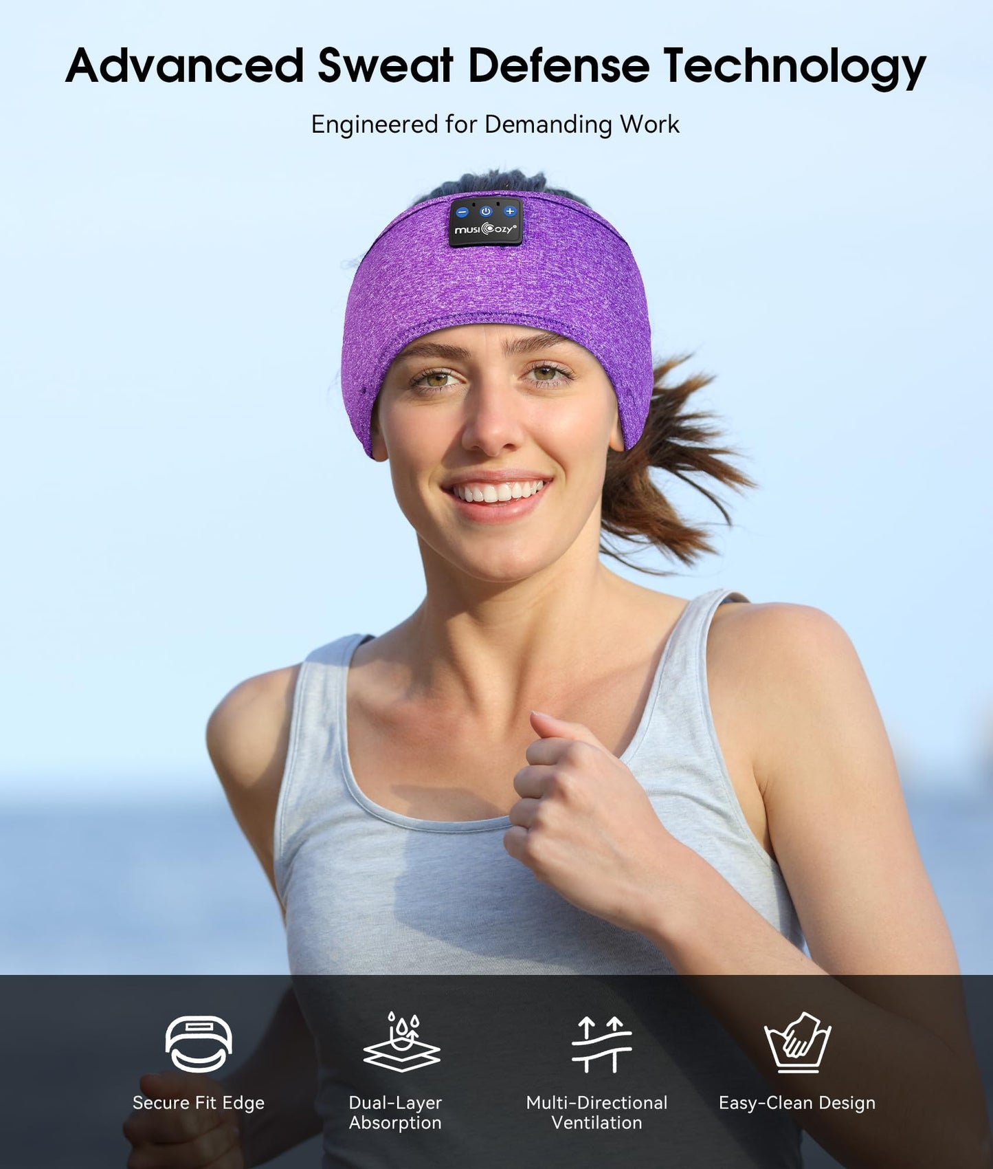 MUSICOZY Sleep Headphones Bluetooth 5.4 Headband, Wireless Earphones