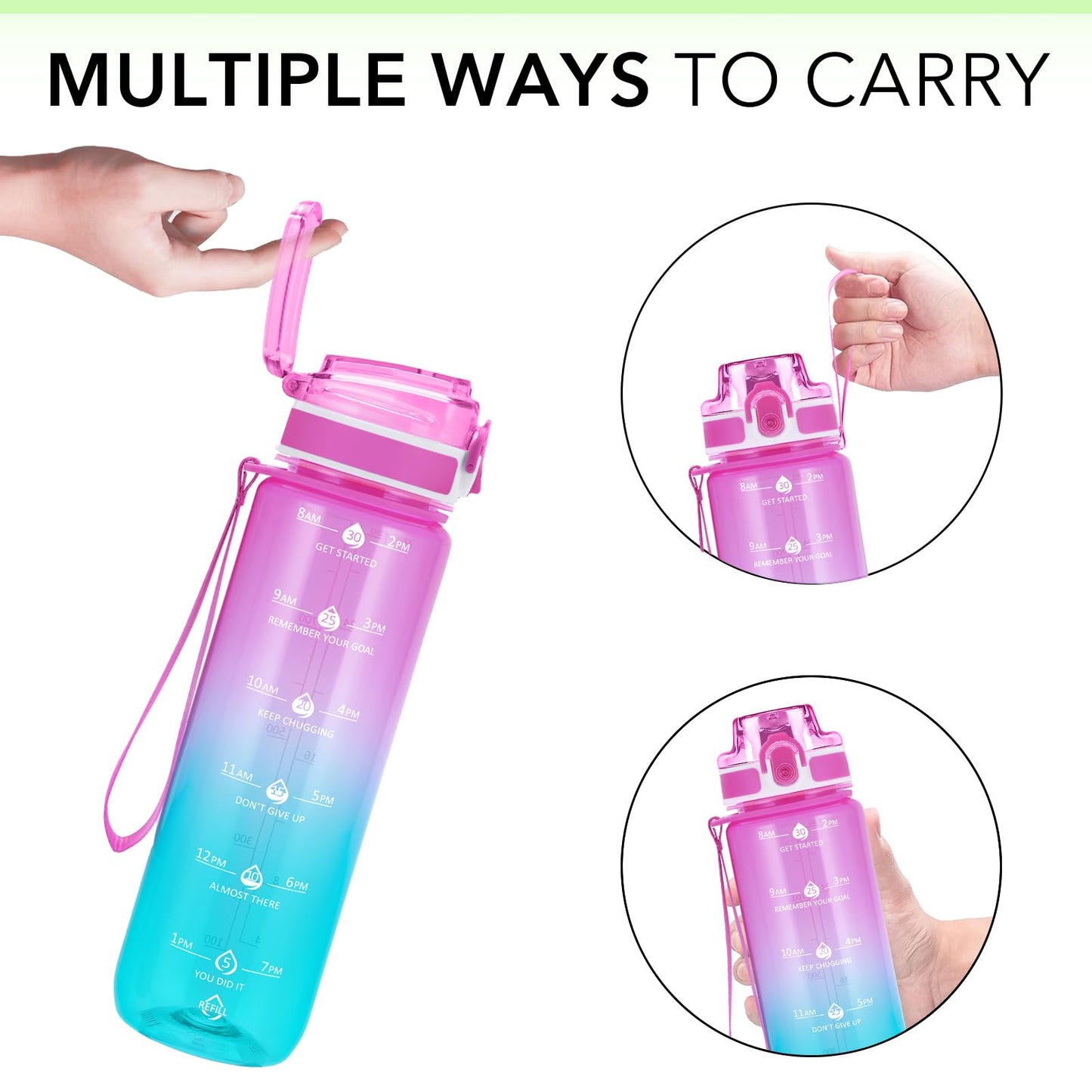 Alwager 32oz Motivational Water Bottles with Time Marker & Fruit Strainer