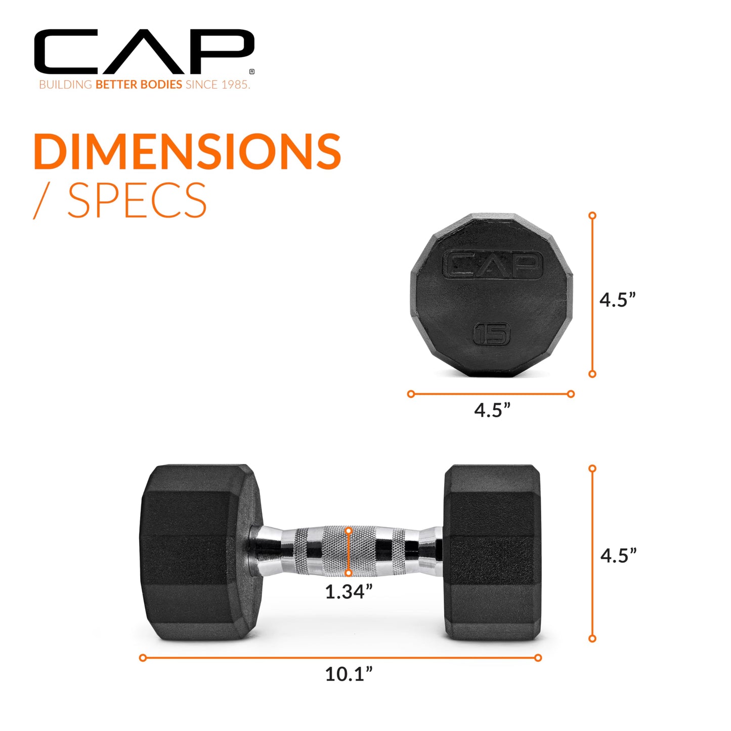 CAP Barbell 10 LB Coated Hex Dumbbell Weight Pair with Black Handle