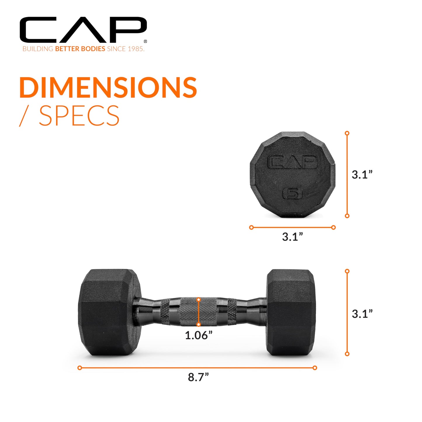CAP Barbell 10 LB Coated Hex Dumbbell Weight Pair with Black Handle
