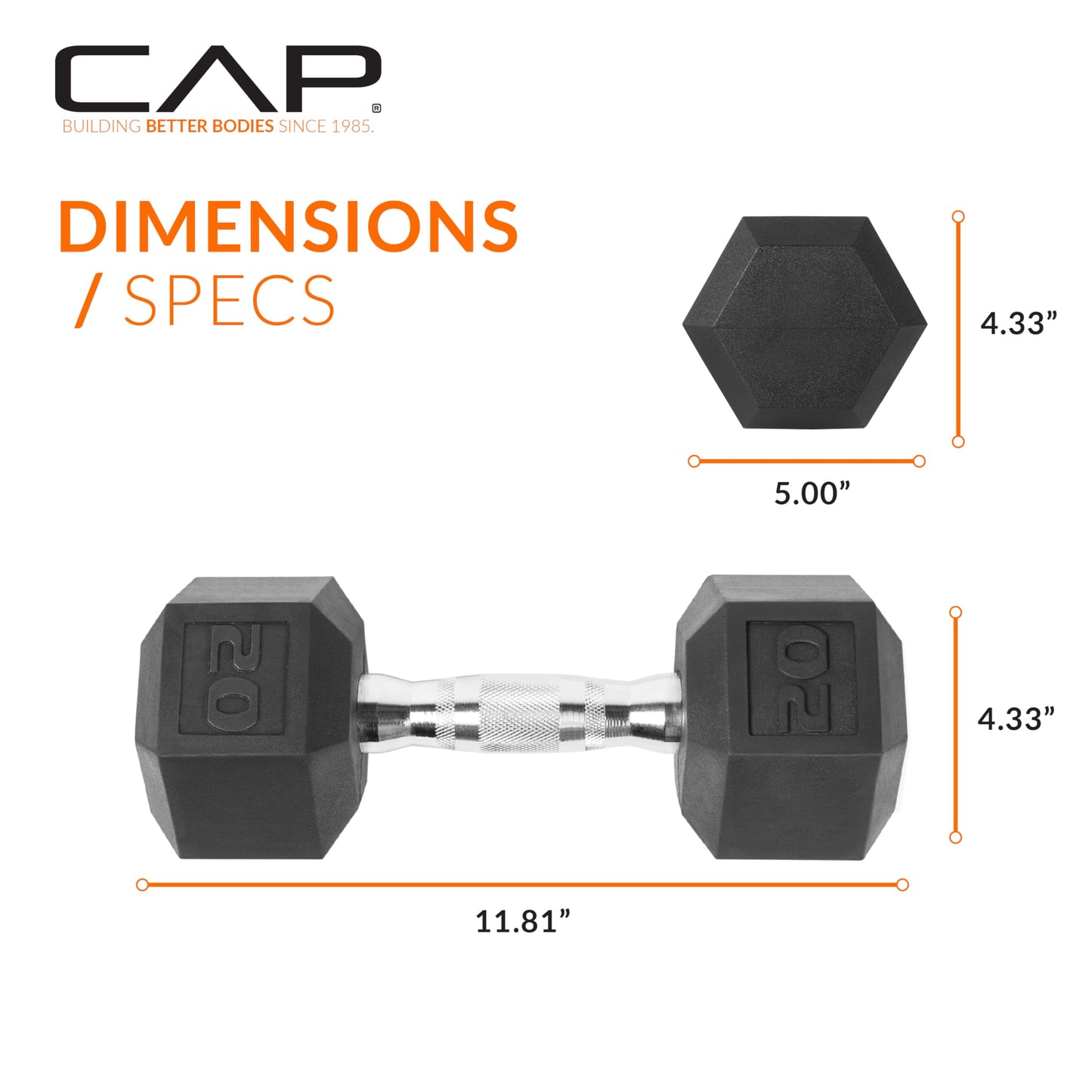 CAP Barbell 10 LB Coated Hex Dumbbell Weight Pair with Black Handle