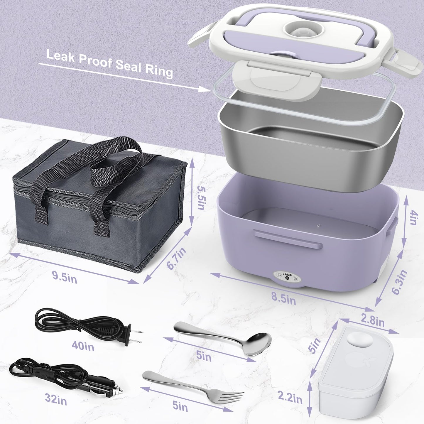 WisaKey Green Electric Lunch Box Food Heater