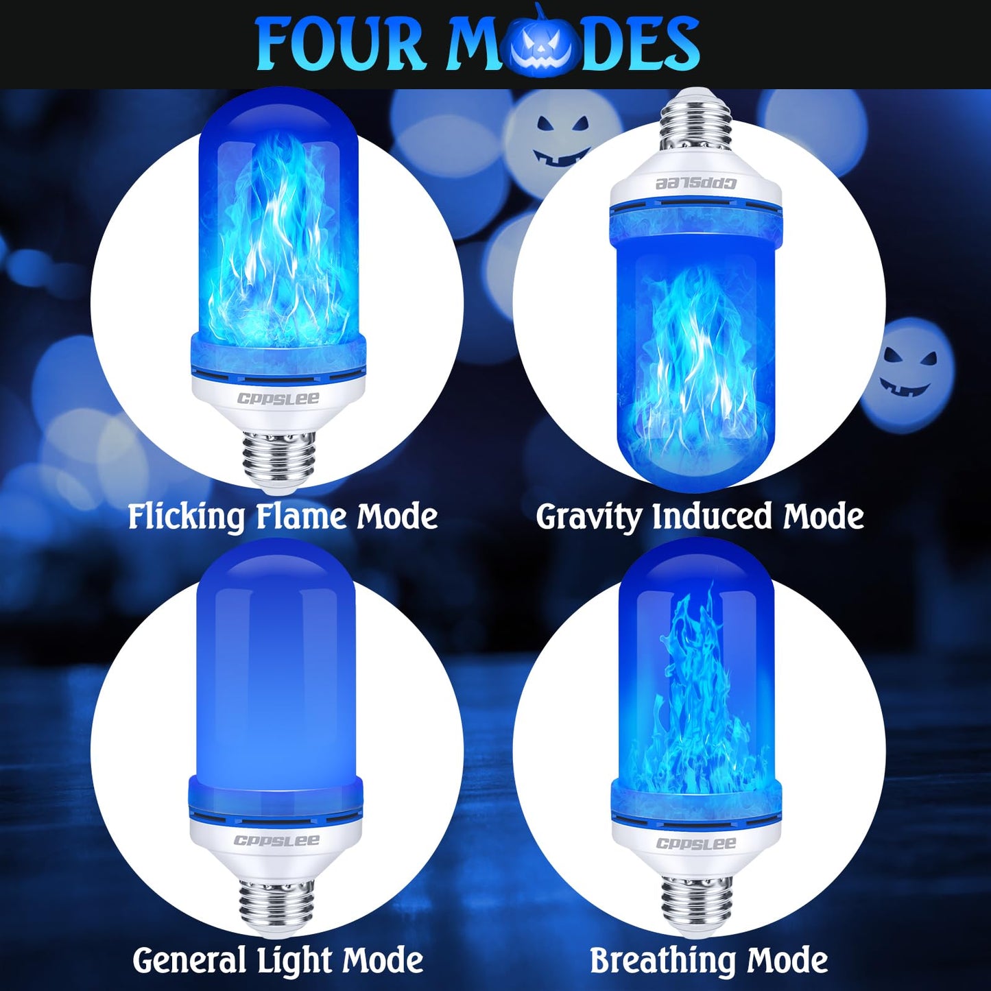 LED Flame Light Bulbs β 2 Pack, 4 Modes, E26 Base