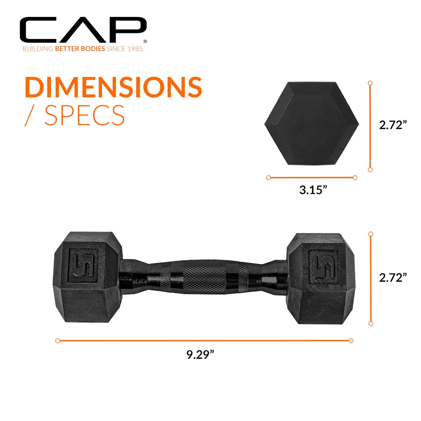 CAP Barbell 10 LB Coated Hex Dumbbell Weight Pair with Black Handle