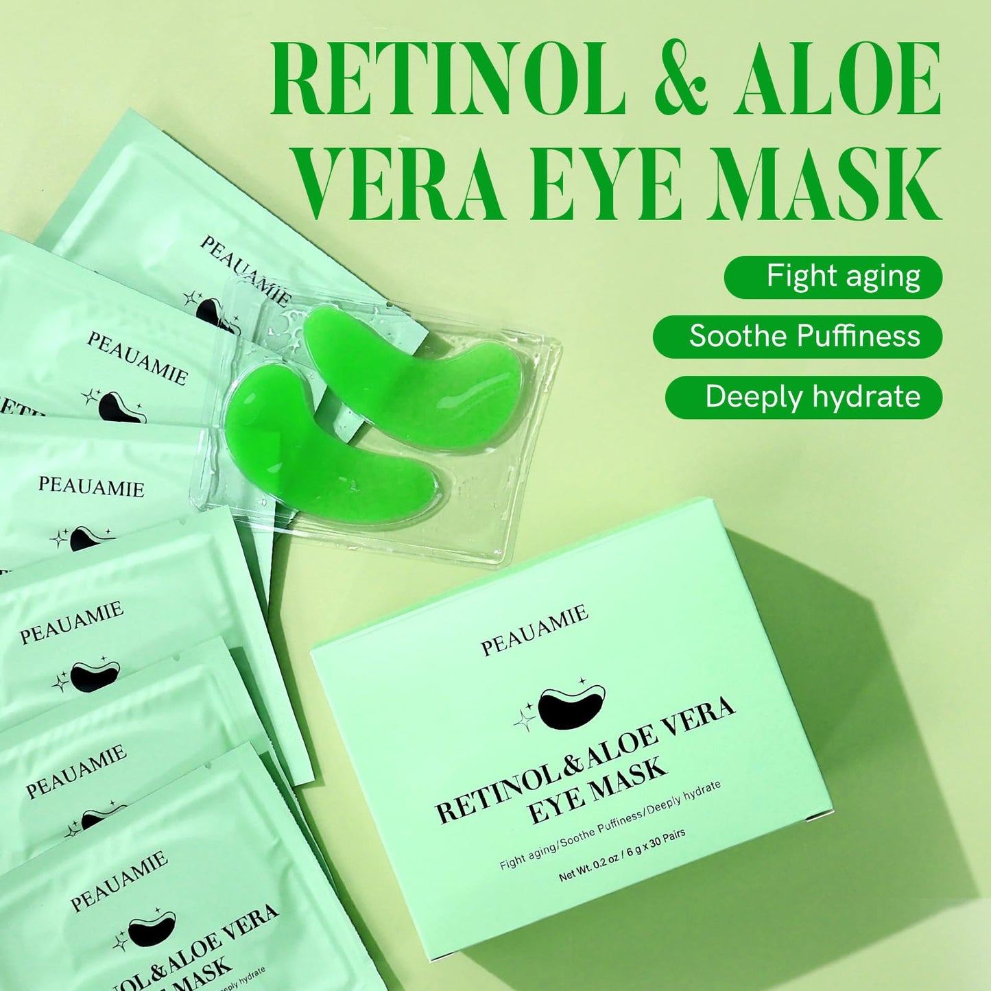 PEAUAMIE Under Eye Patches Gold and Hyaluronic Acid for puffy eyes