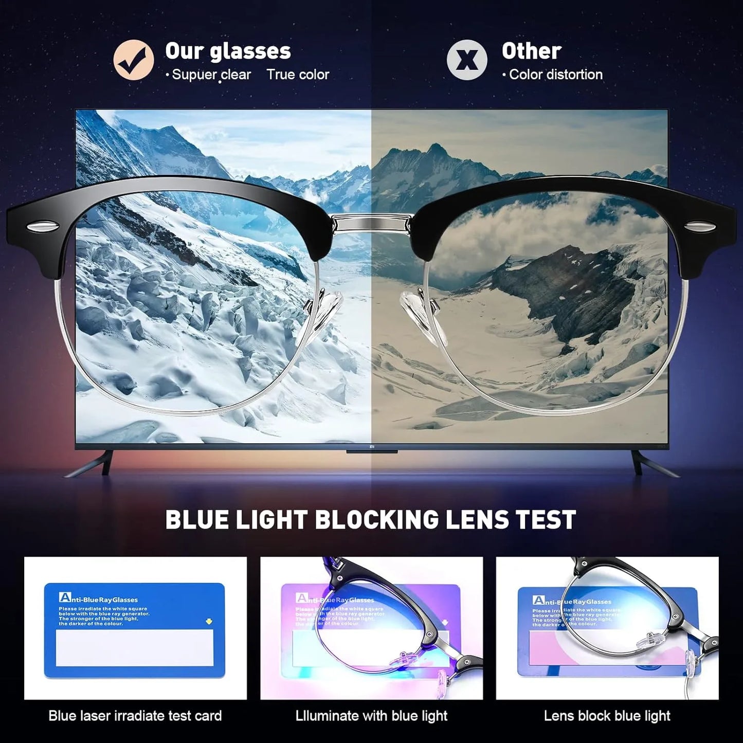 UV Clear Lens Anti Eyestrain Computer Glasses
