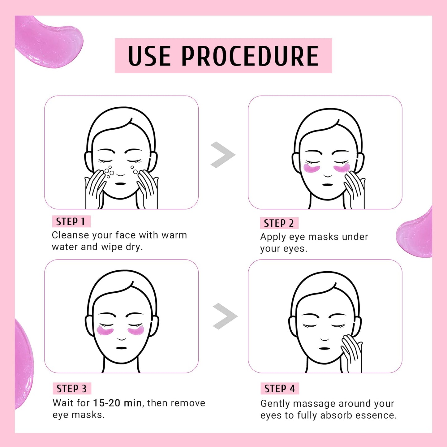 PEAUAMIE Under Eye Patches Gold and Hyaluronic Acid for puffy eyes