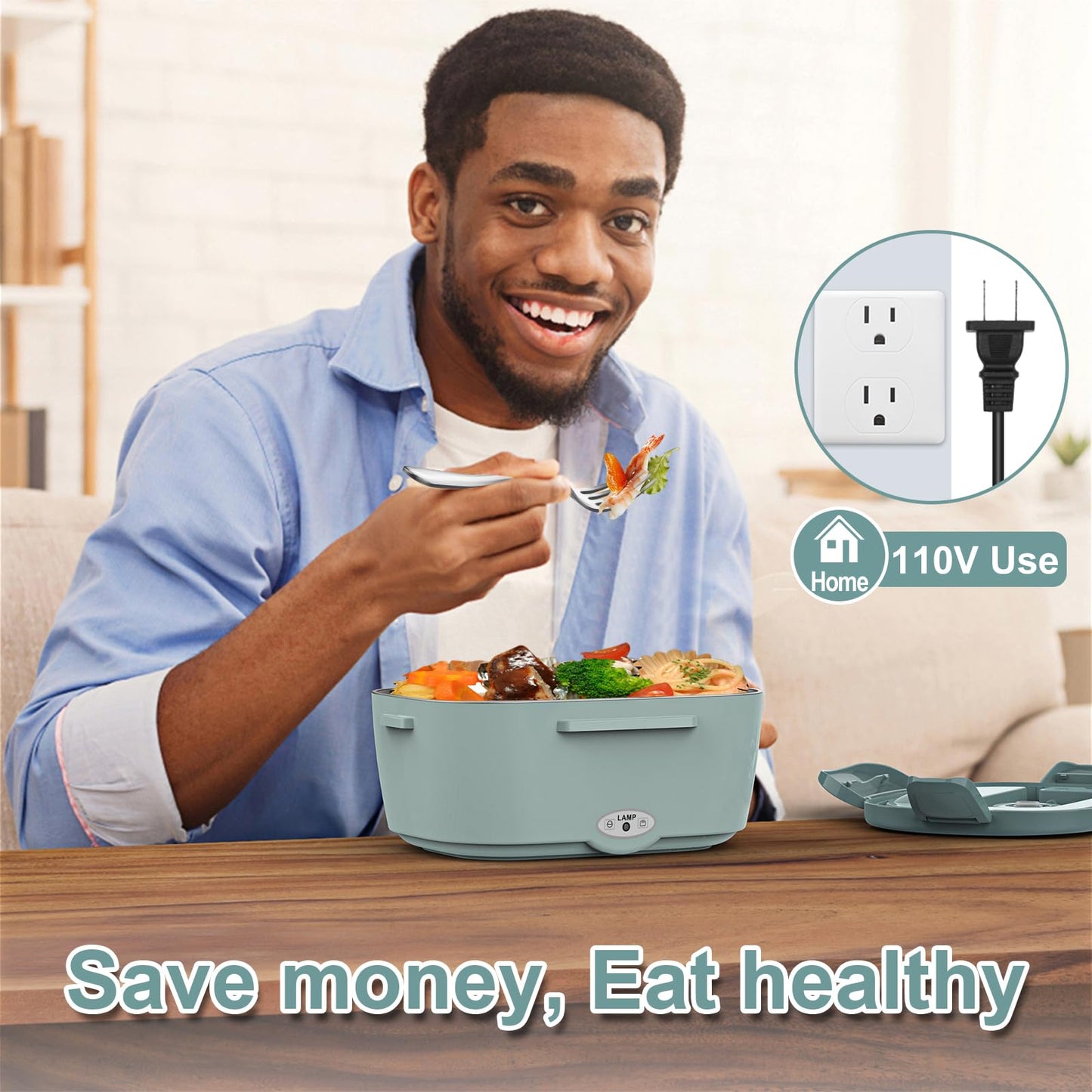 WisaKey Green Electric Lunch Box Food Heater