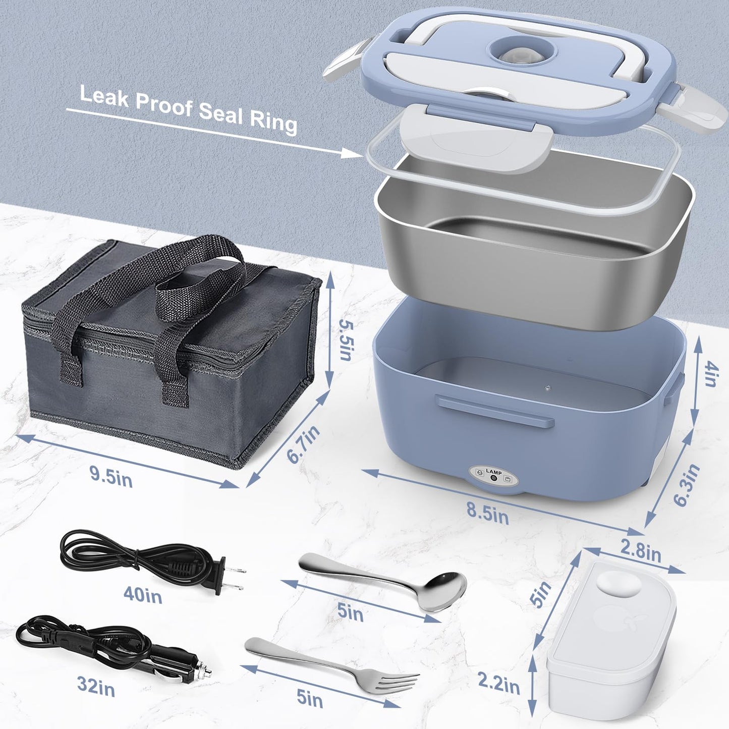 WisaKey Green Electric Lunch Box Food Heater