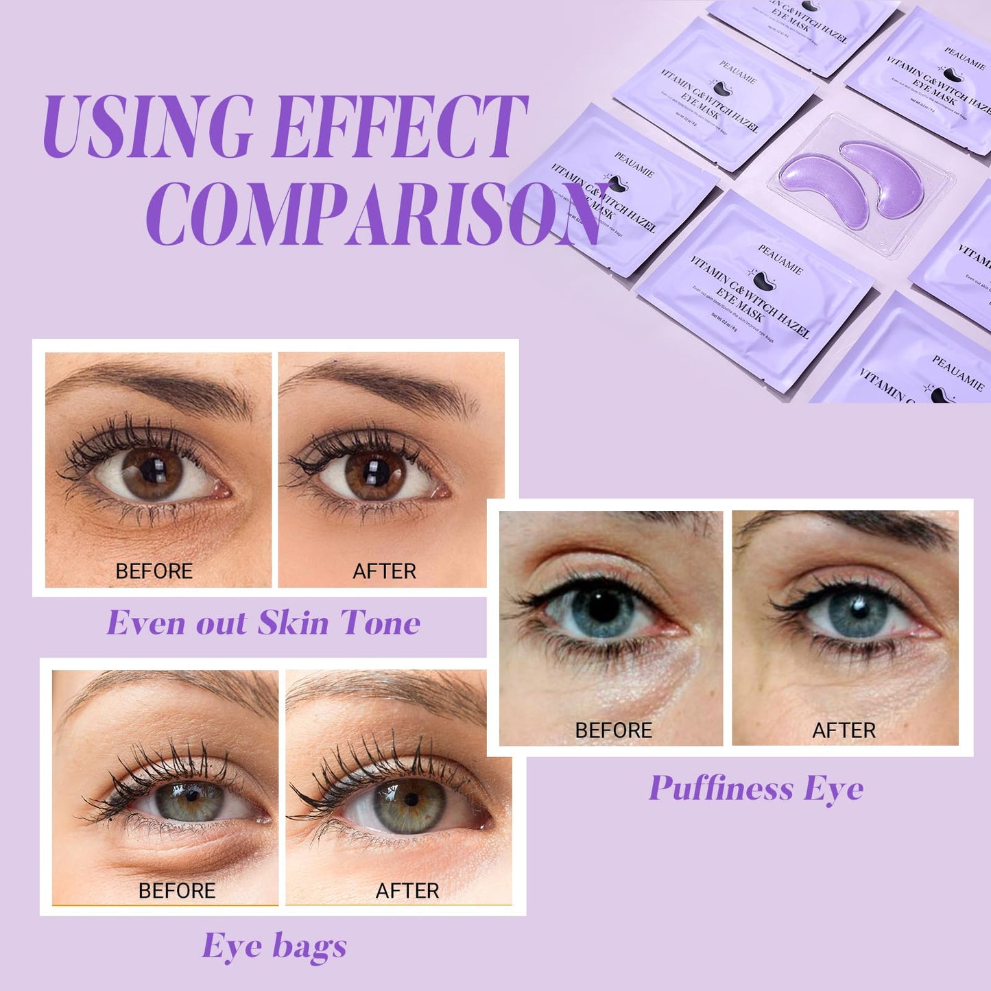 PEAUAMIE Under Eye Patches Gold and Hyaluronic Acid for puffy eyes