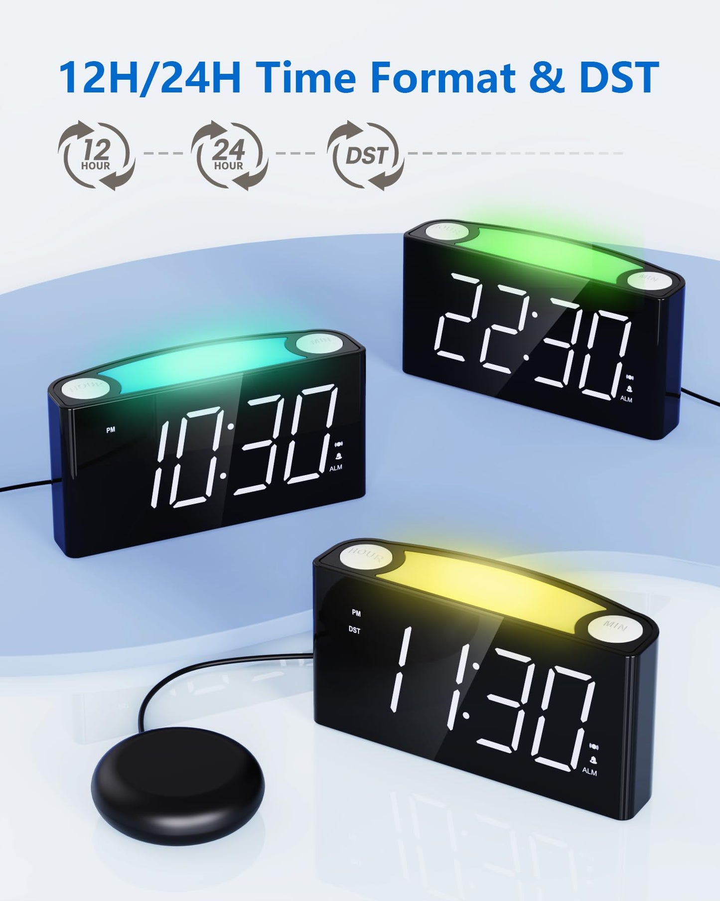 Vibrating Alarm Clock with Color Display