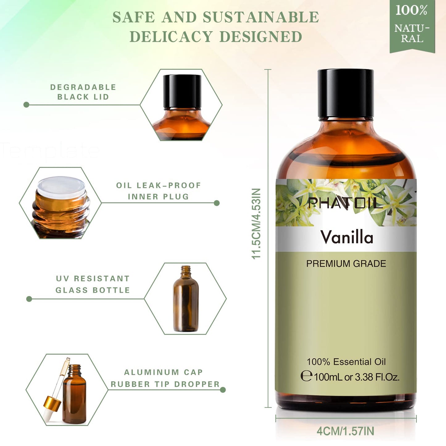 PHATOIL 3.38FL.OZ Coconut & Vanilla Fragrance Oils for Aromatherapy