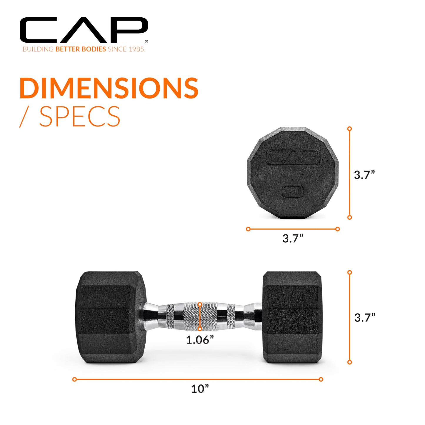 CAP Barbell 10 LB Coated Hex Dumbbell Weight Pair with Black Handle