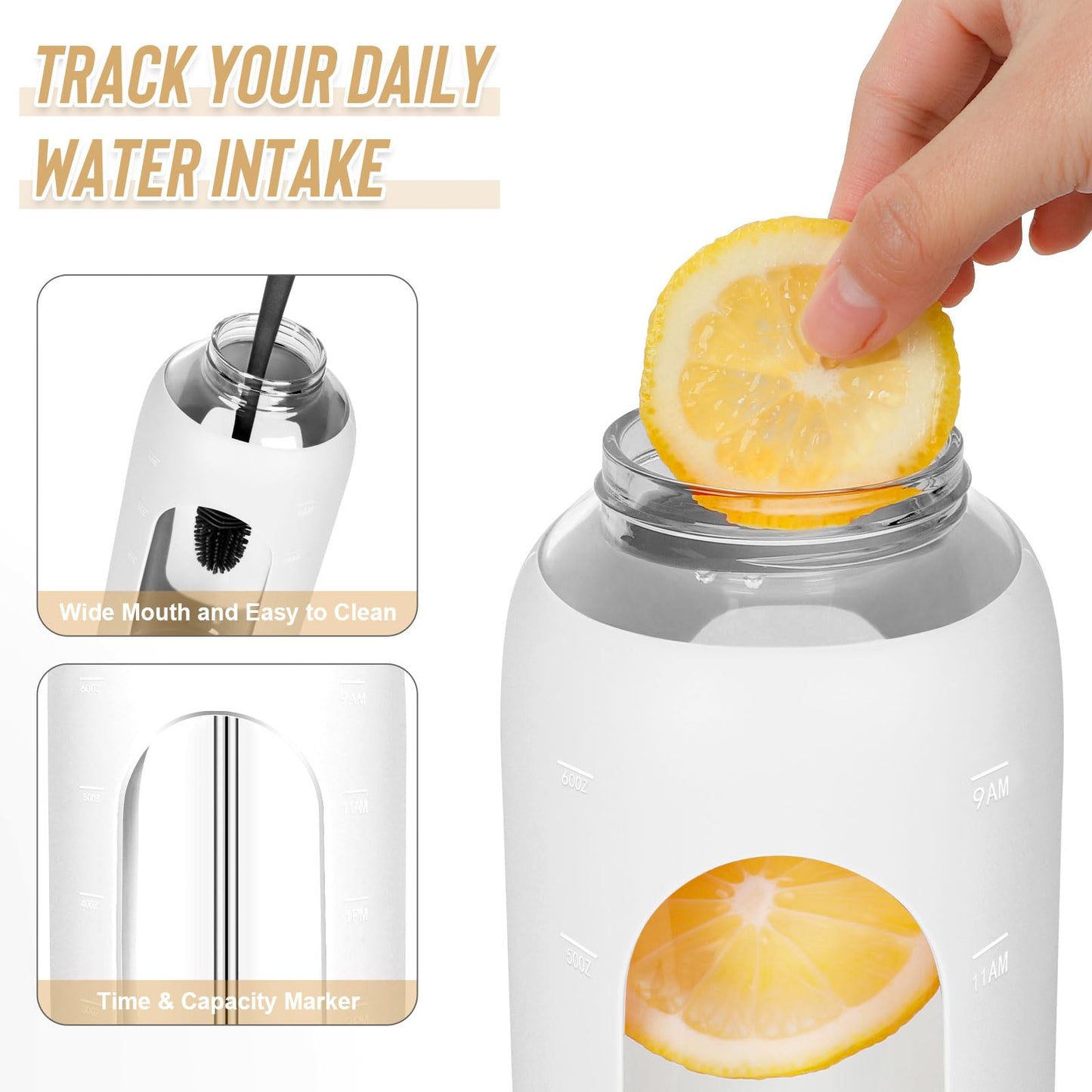 FULBEVY Glass Water Bottles 64 oz
