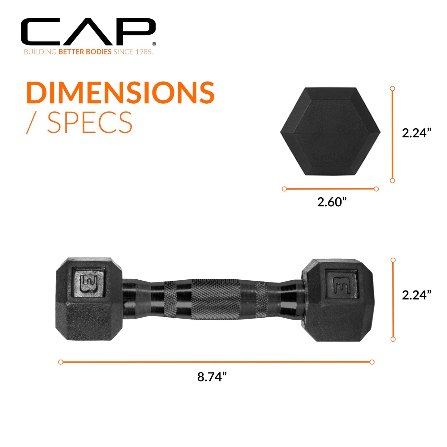 CAP Barbell 10 LB Coated Hex Dumbbell Weight Pair with Black Handle