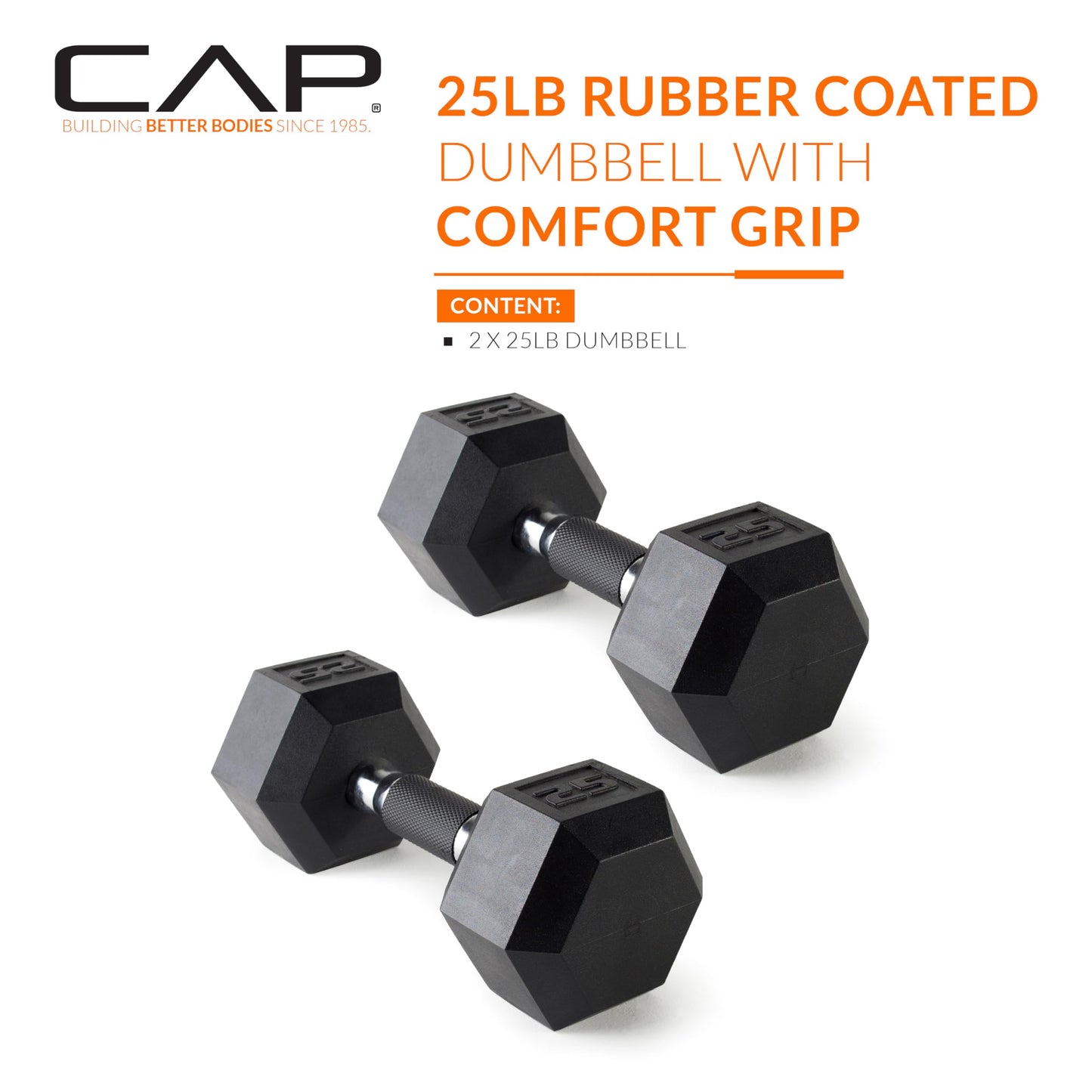 CAP Barbell 10 LB Coated Hex Dumbbell Weight Pair with Black Handle