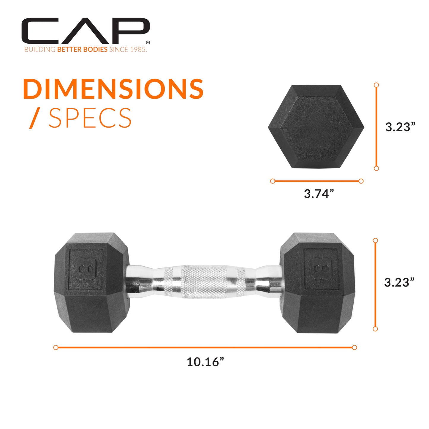 CAP Barbell 10 LB Coated Hex Dumbbell Weight Pair with Black Handle
