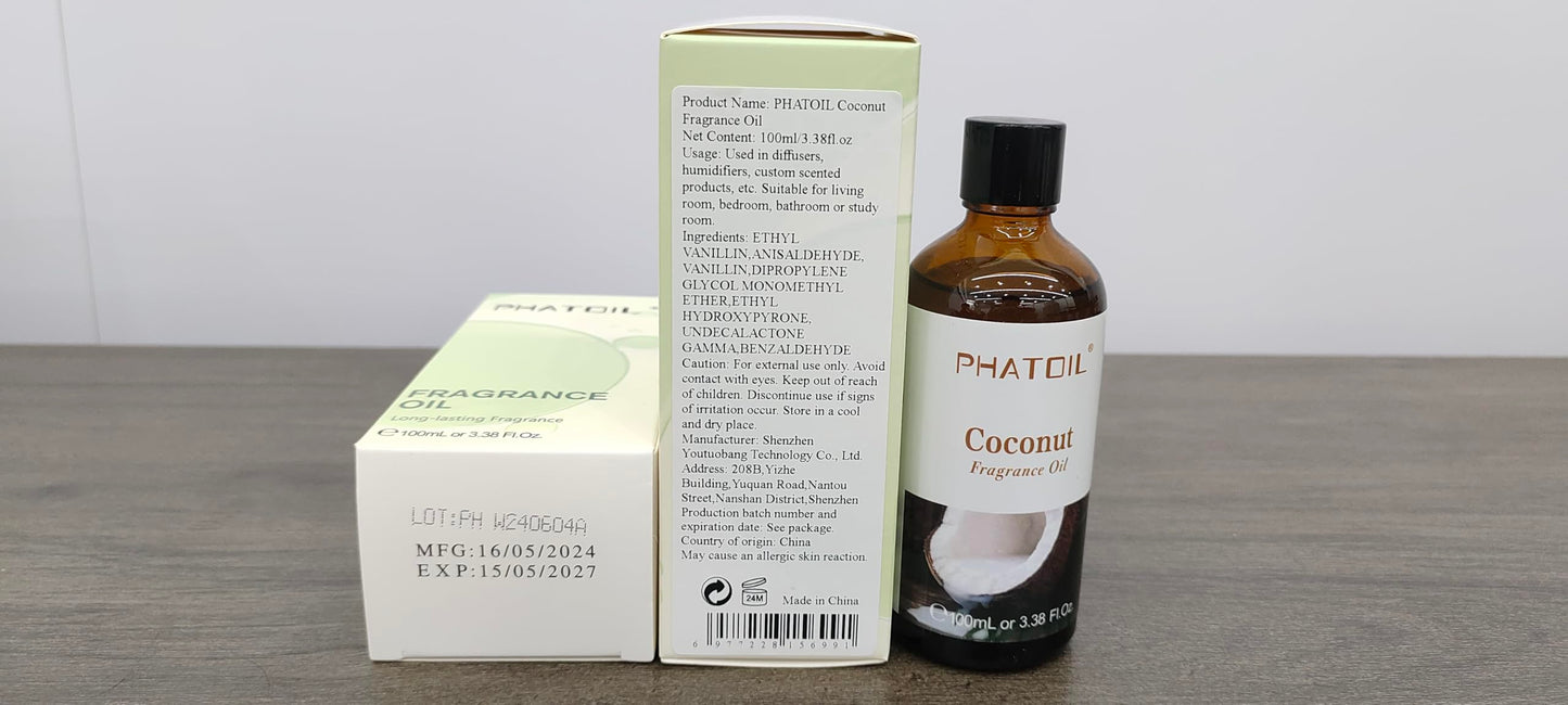 PHATOIL 3.38FL.OZ Coconut & Vanilla Fragrance Oils for Aromatherapy