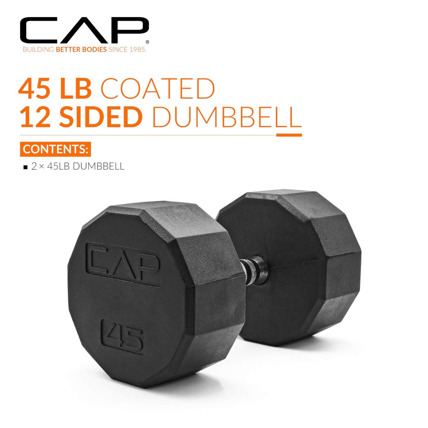 CAP Barbell 10 LB Coated Hex Dumbbell Weight Pair with Black Handle