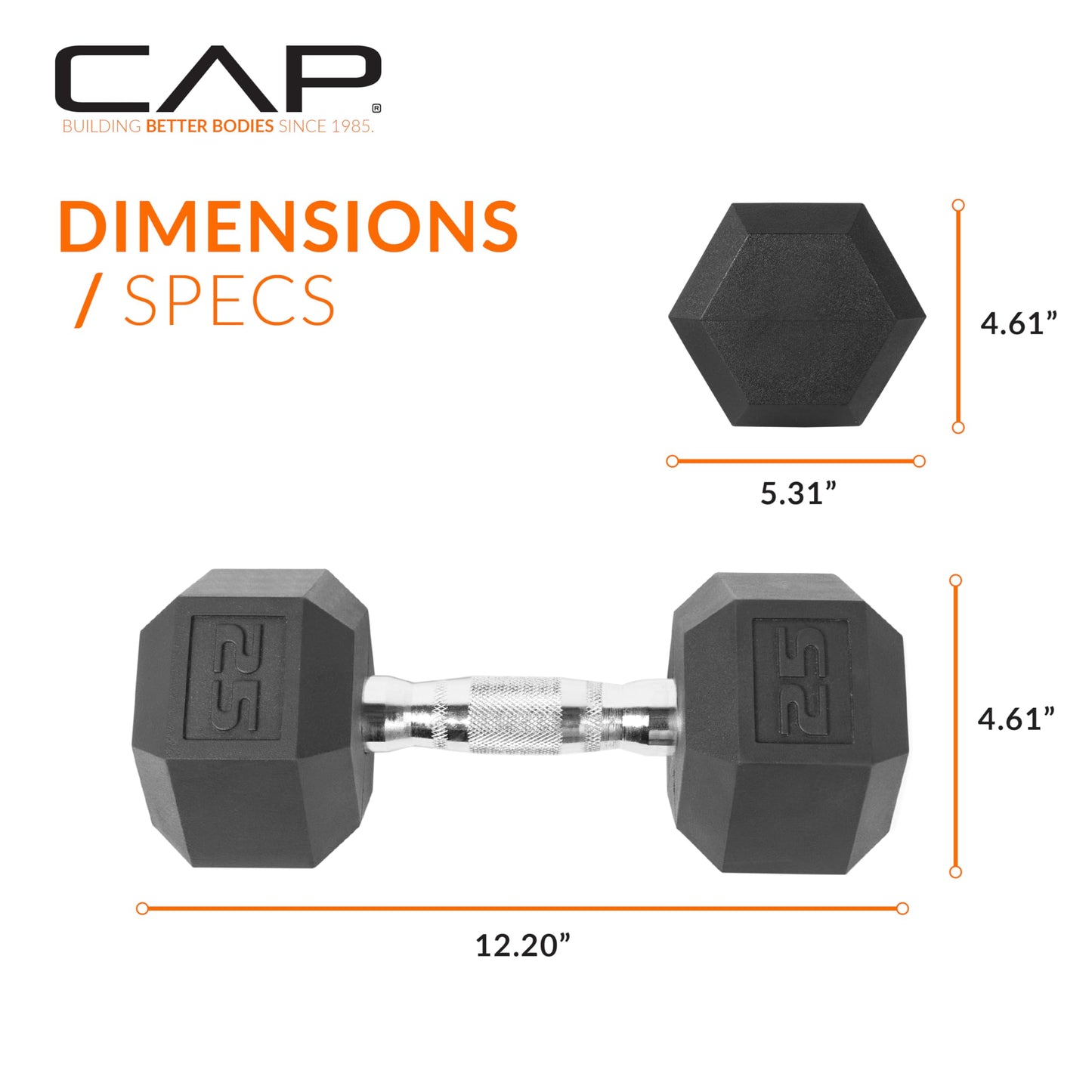 CAP Barbell 10 LB Coated Hex Dumbbell Weight Pair with Black Handle