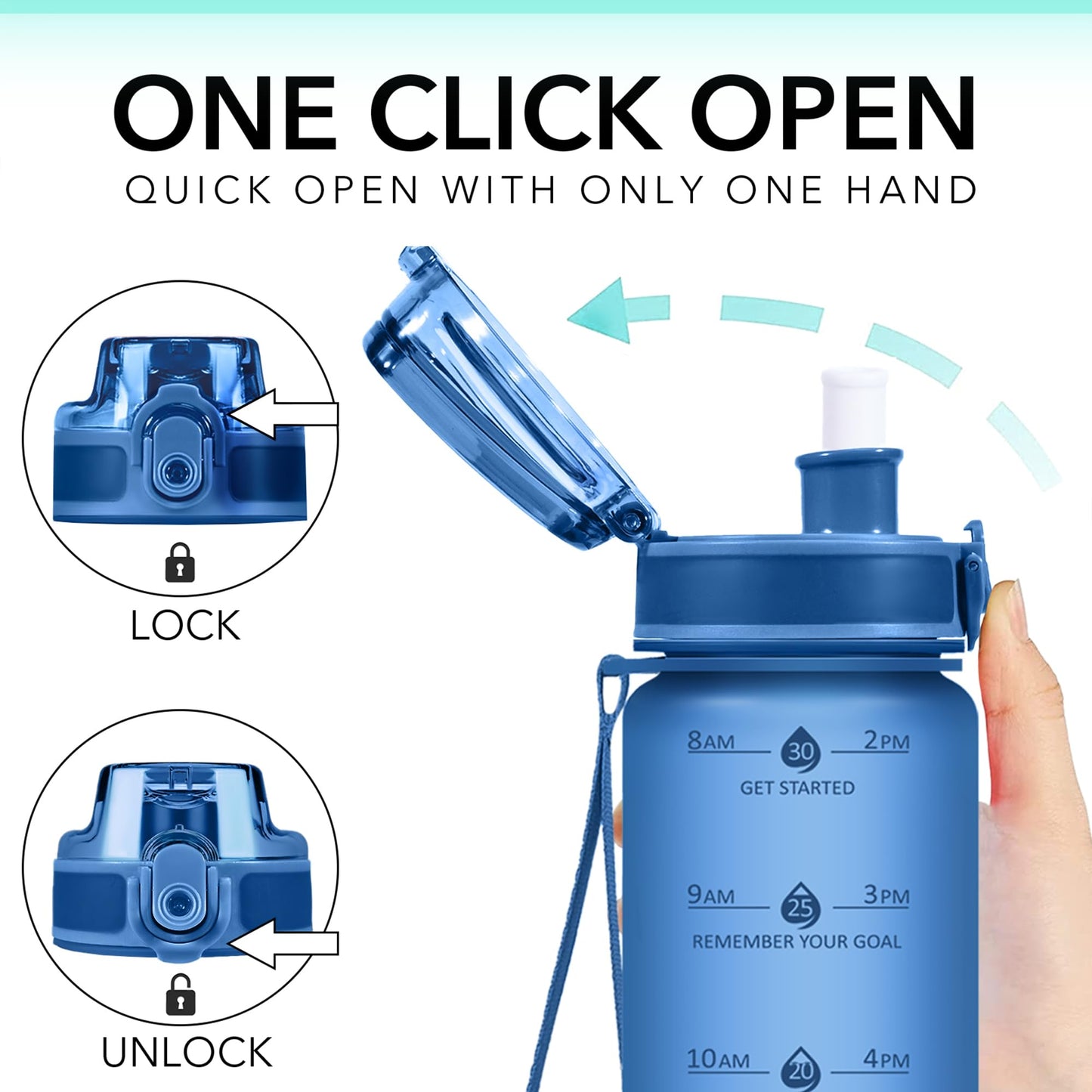 Alwager 32oz Motivational Water Bottles with Time Marker & Fruit Strainer