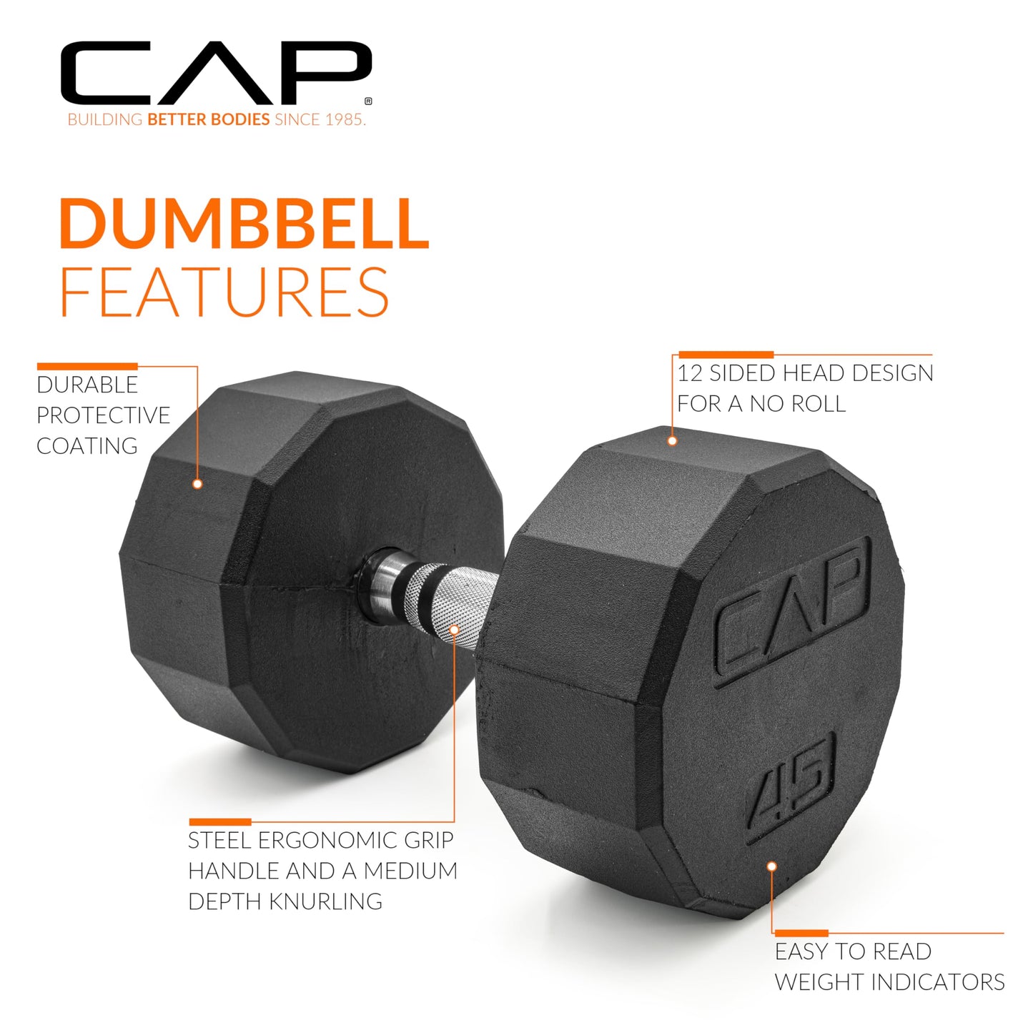 CAP Barbell 10 LB Coated Hex Dumbbell Weight Pair with Black Handle