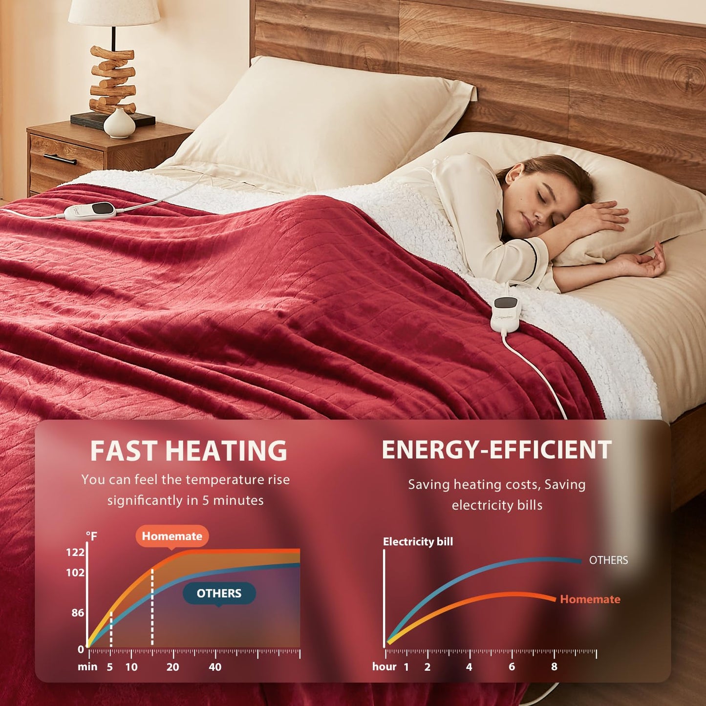 Homemate Heated Blanket Electric Throw