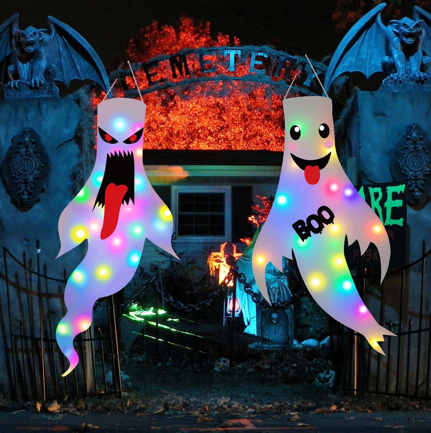 2 Pack LED Halloween Decorations for Indoor & Outdoor Use
