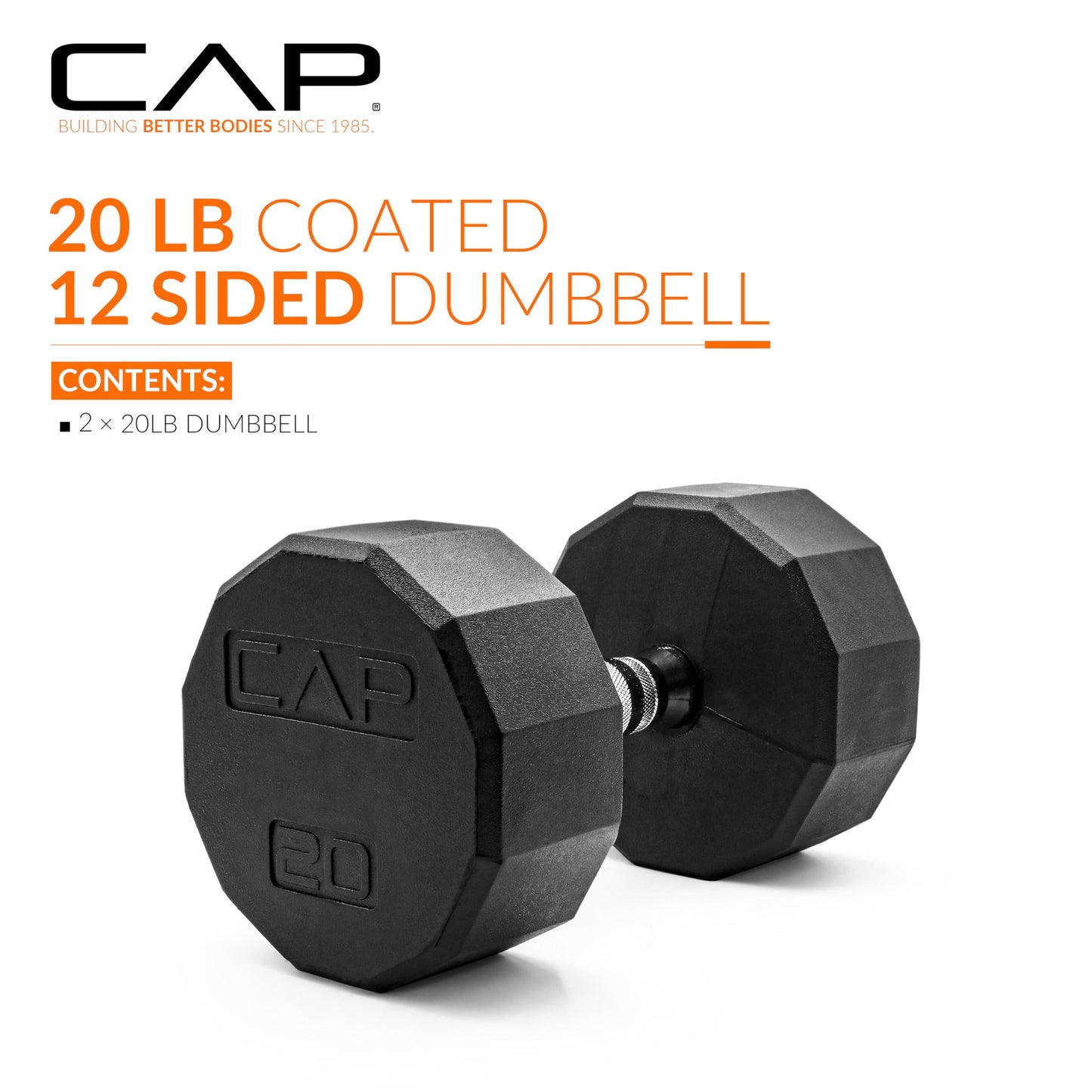 CAP Barbell 10 LB Coated Hex Dumbbell Weight Pair with Black Handle