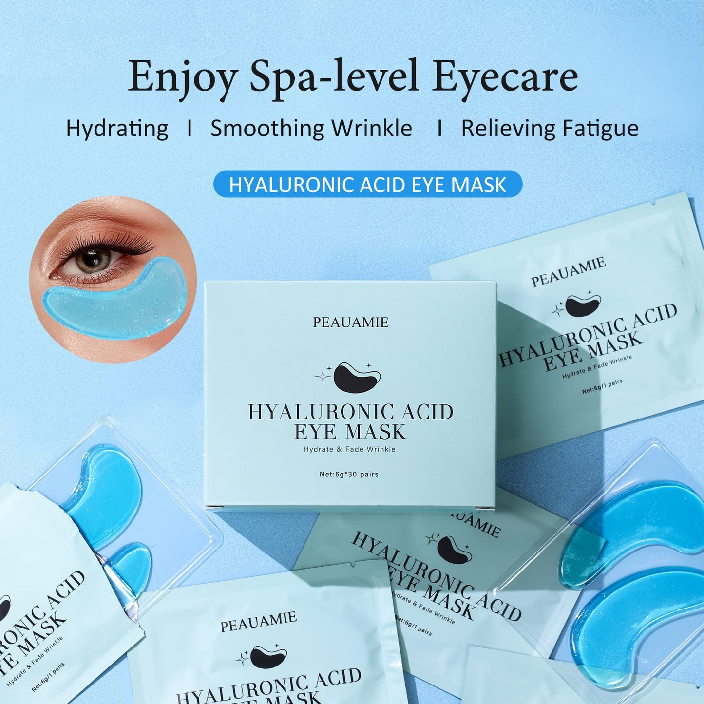 PEAUAMIE Under Eye Patches Gold and Hyaluronic Acid for puffy eyes