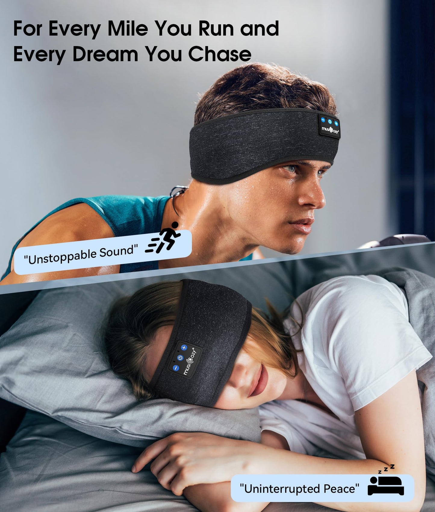 MUSICOZY Sleep Headphones Bluetooth 5.4 Headband, Wireless Earphones