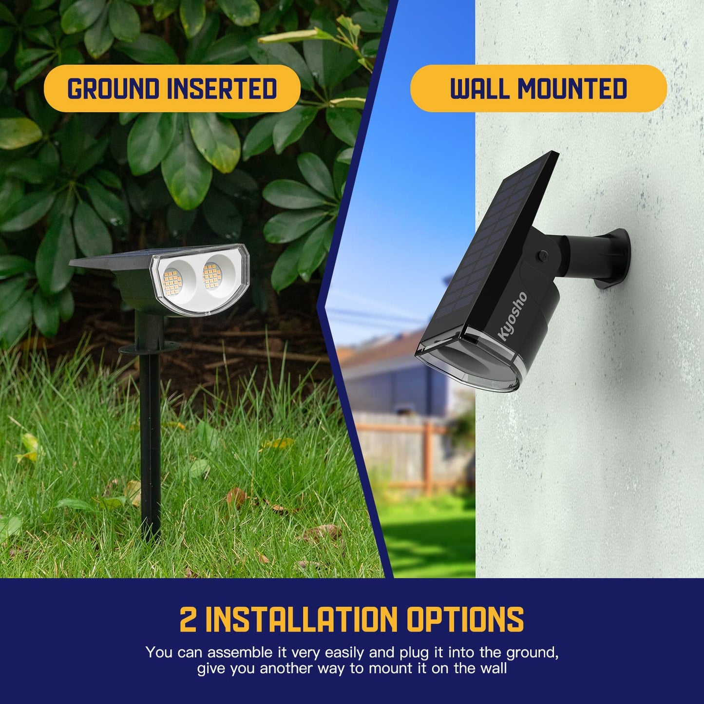 Kyosho Solar Color Spot Lights Outdoor, 9 Lighting Modes Halloween Christmas Lights