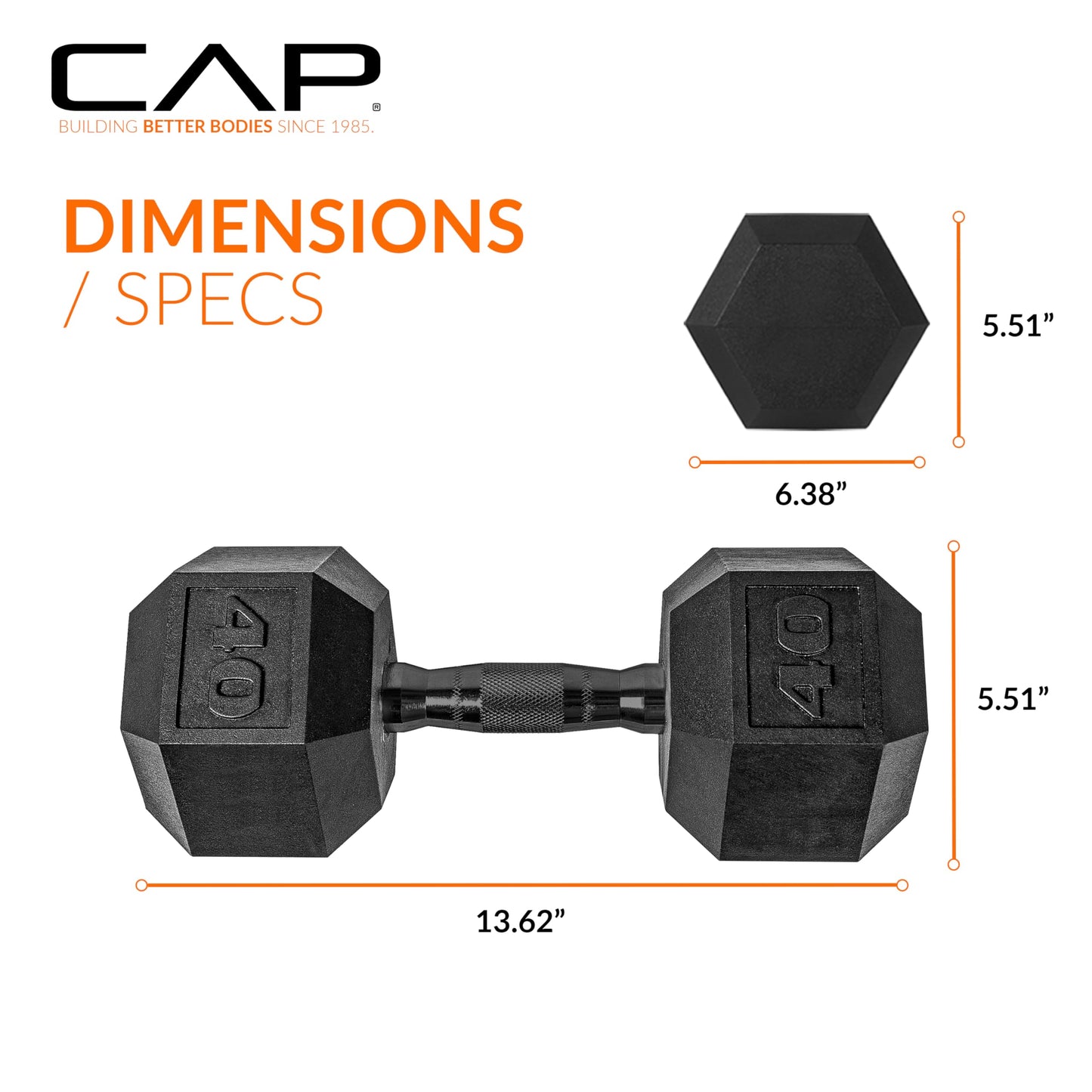 CAP Barbell 10 LB Coated Hex Dumbbell Weight Pair with Black Handle