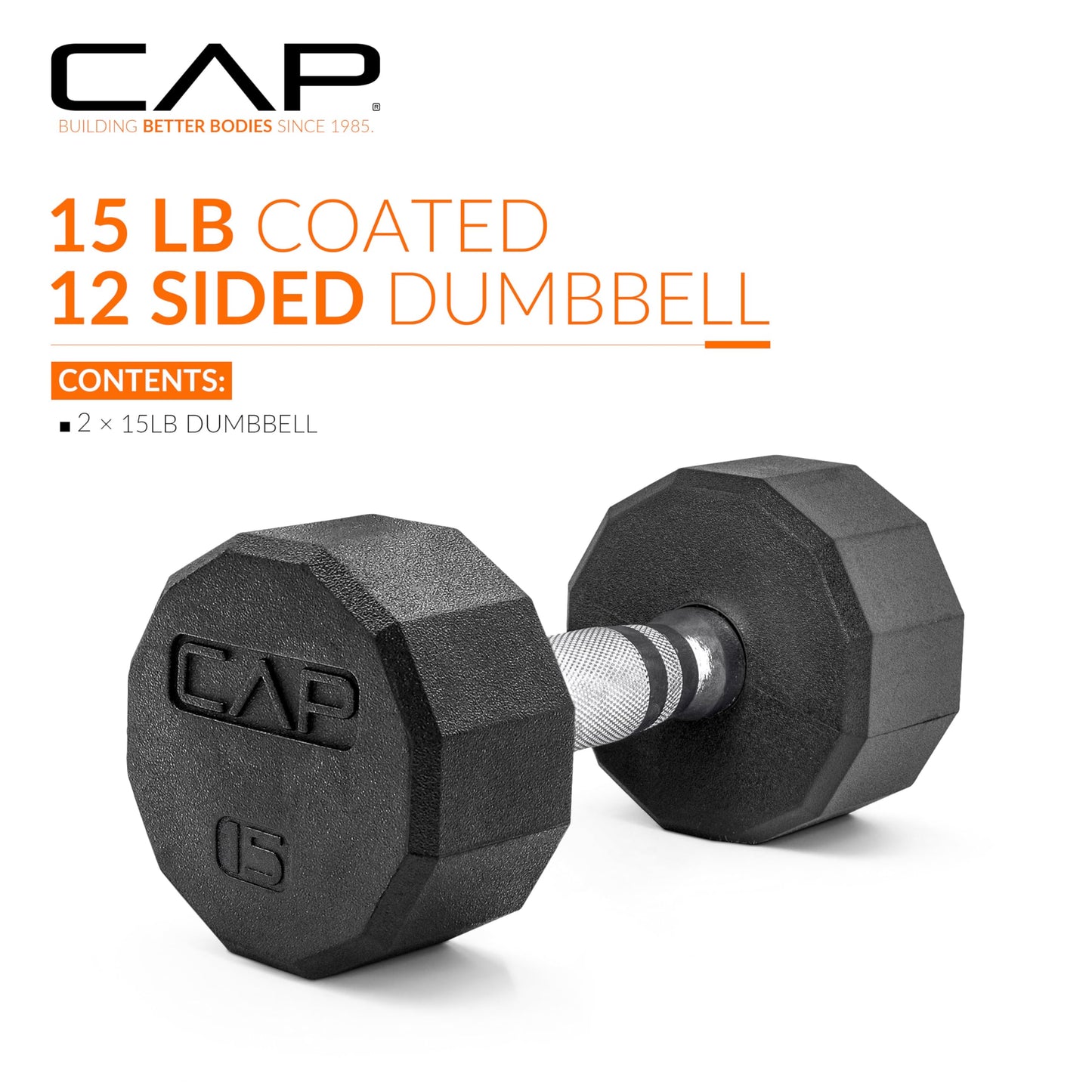 CAP Barbell 10 LB Coated Hex Dumbbell Weight Pair with Black Handle