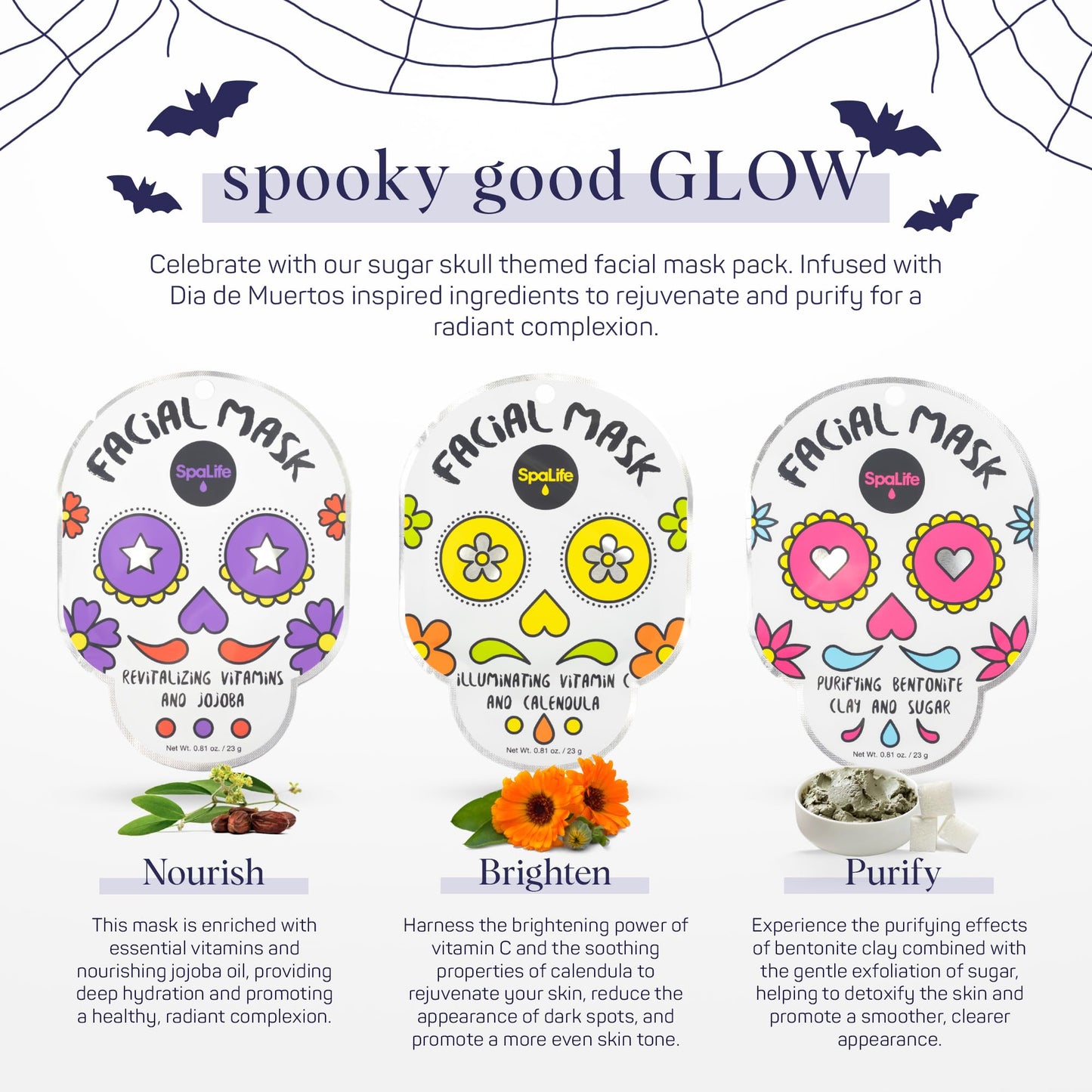 SpaLife Beauty Halloween Face Mask Spooky Glow Bundle | Korean Facial Masks
