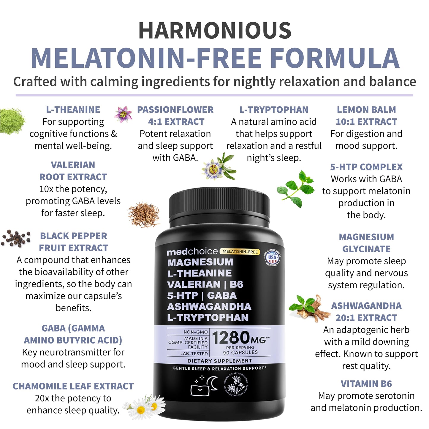 12-in-1 Melatonin Sleep Capsules - Natural Sleep Aids for Adults with Melatonin 5mg