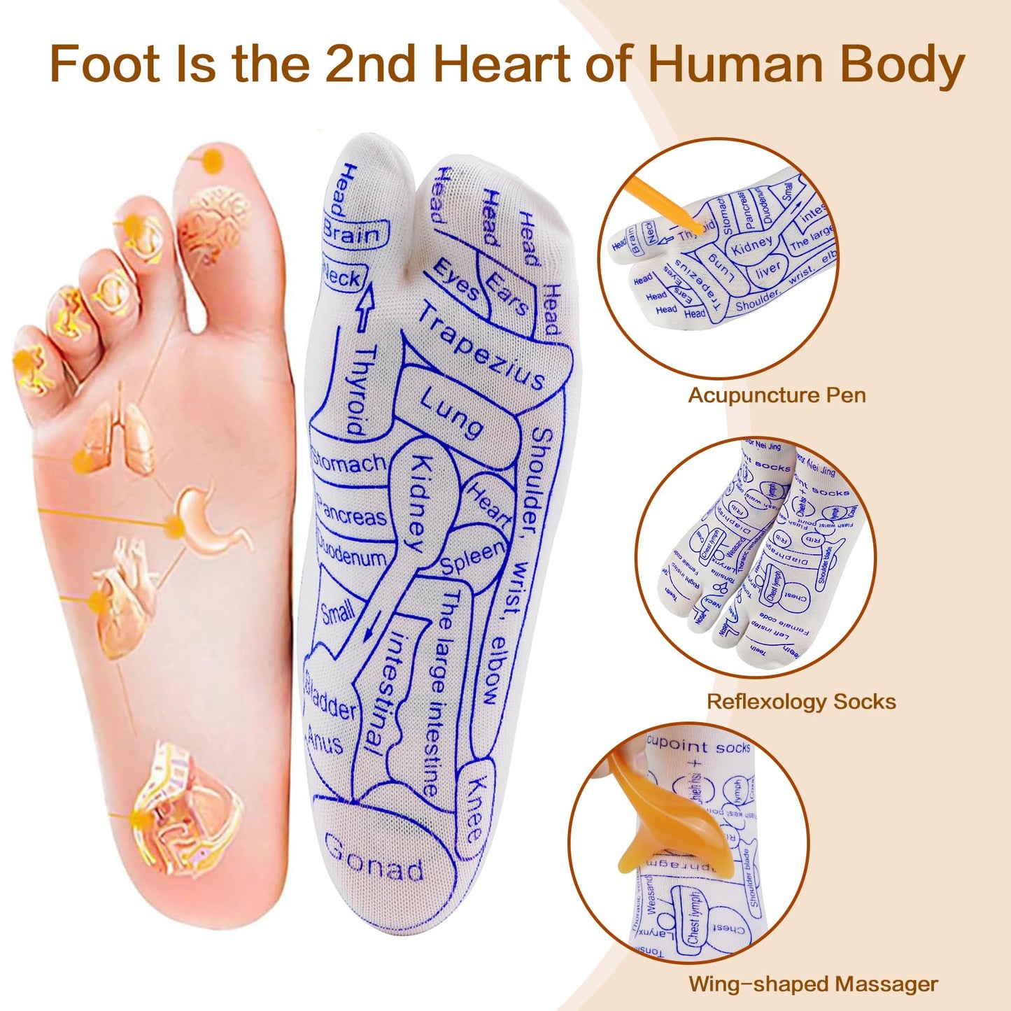 Muomdid Reflexology Socks with Trigger Point Massage Tools